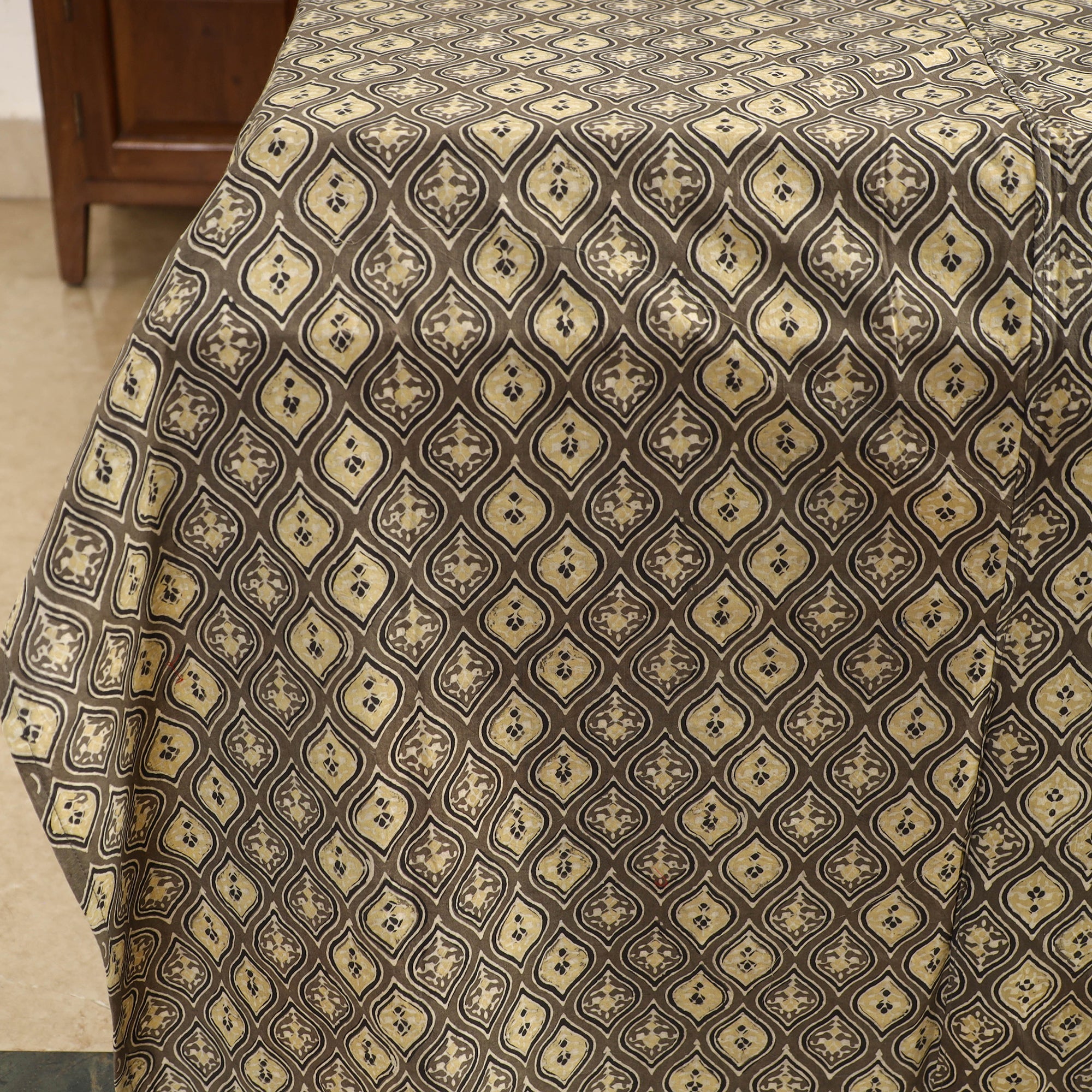 NOORI BAZAR Brown - Ajrakh Block Printed Patchwork Cotton Double Bed Cover with Pillow Covers (108 x 90 In) - view 2