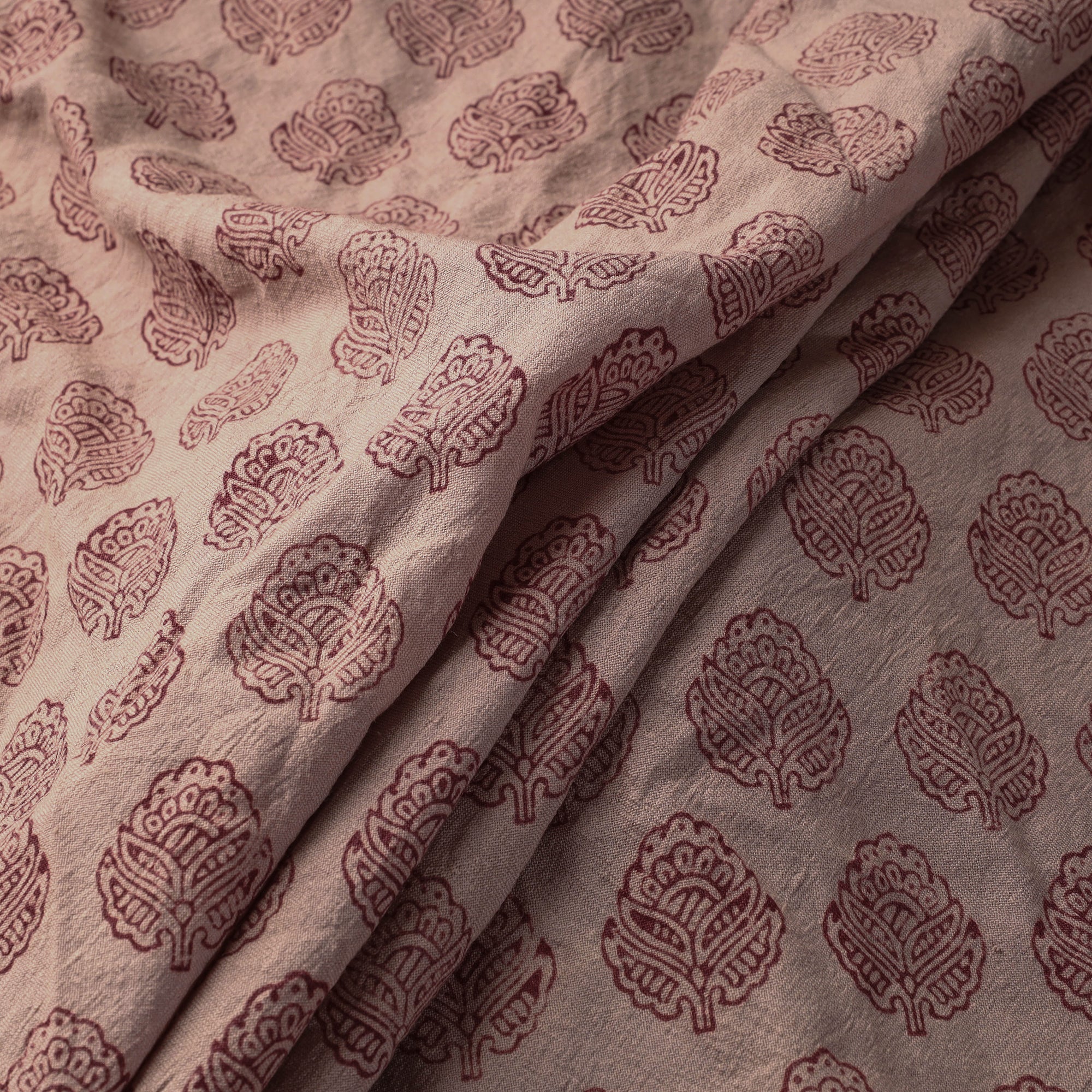 BAGH PRINTS BY UMAR FARUK KHATRI Beige - Bagh Block Printed Merino Wool Handloom Fabric