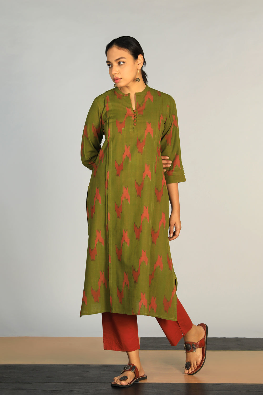 Kalanjali Ethnics Cotton Pochampally Ikat kurti - view 3