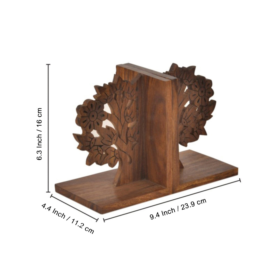 EXCLUSIVELANE 'Tree Of Life' - Hand Carved & Engraved Sheesham Wood Bookend - view 6