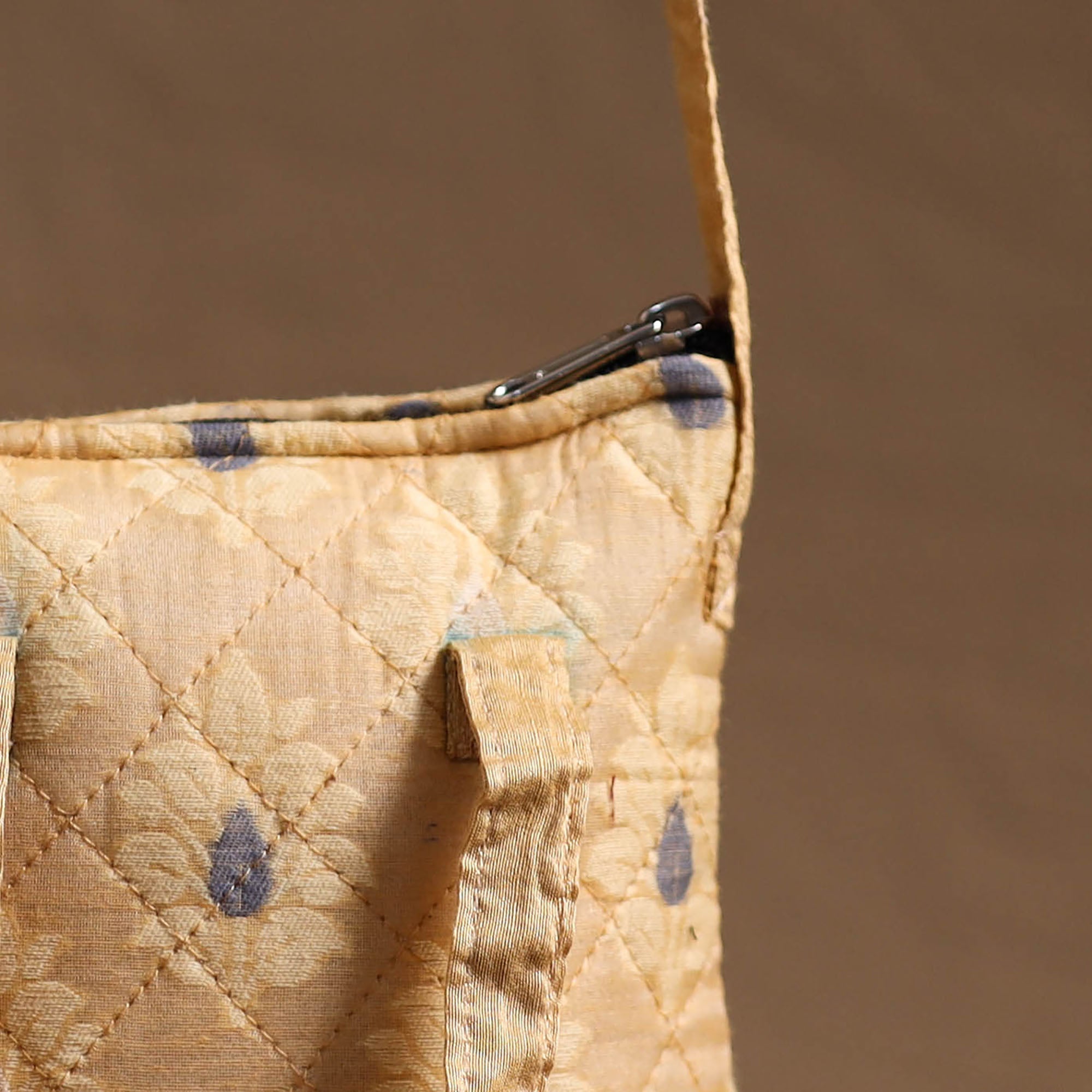 NOORI BAZAR Beige- Handcrafted Quilted Silk Sling Bag 22 - view 3