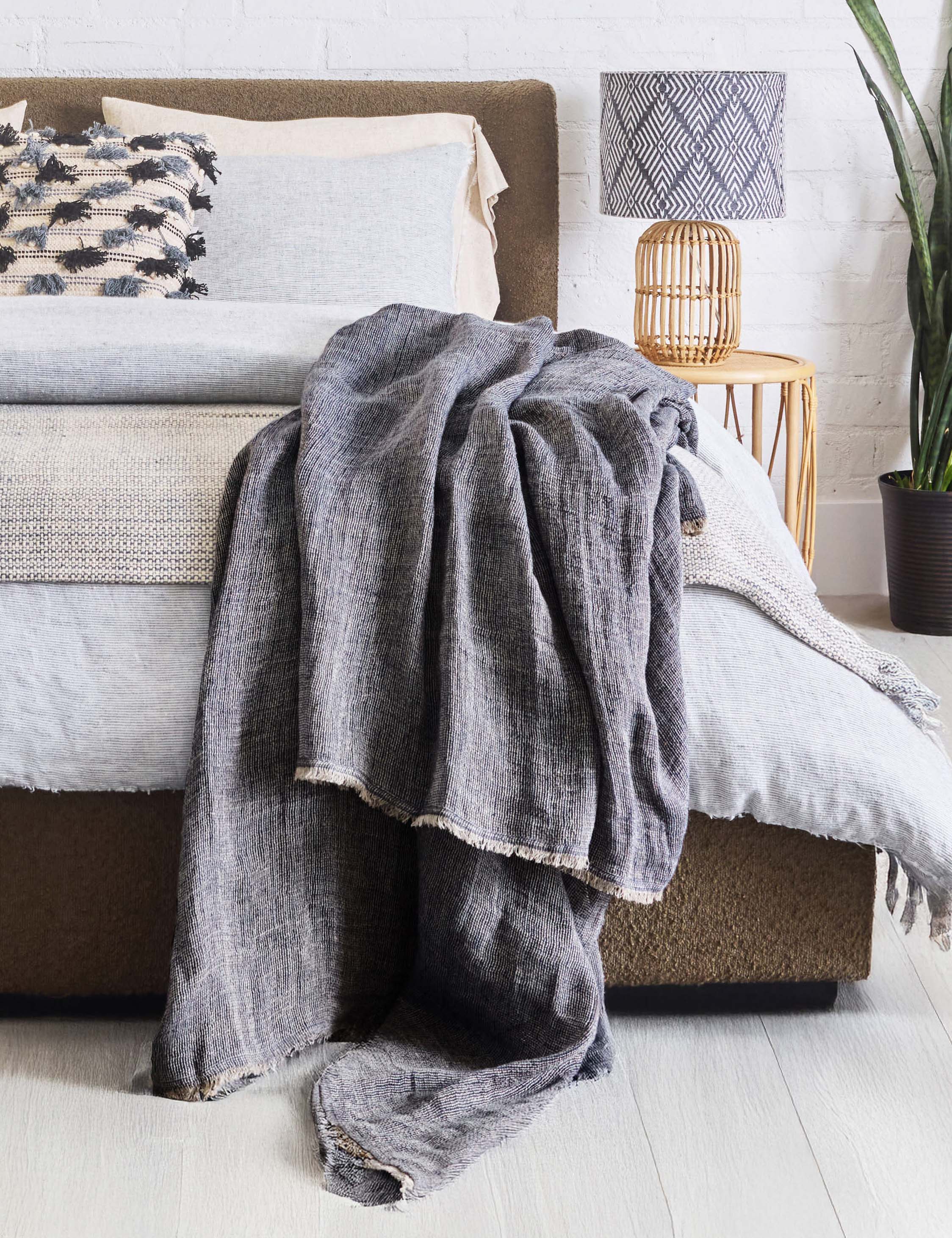 Lulu and Georgia River Oversized Linen Throw by Pom Pom at Home - view 4