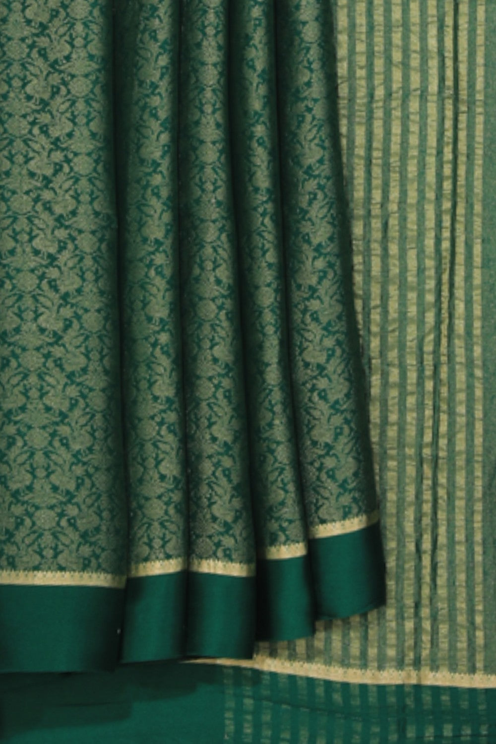 Kalanjali Crepe Silk Brocade Green Saree – Women's