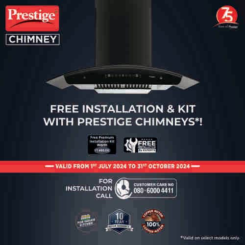 Prestige Oscar 900 Auto-Clean Kitchen Hood Chimney with safe sense | 1000 m3/hr | Black - view 2