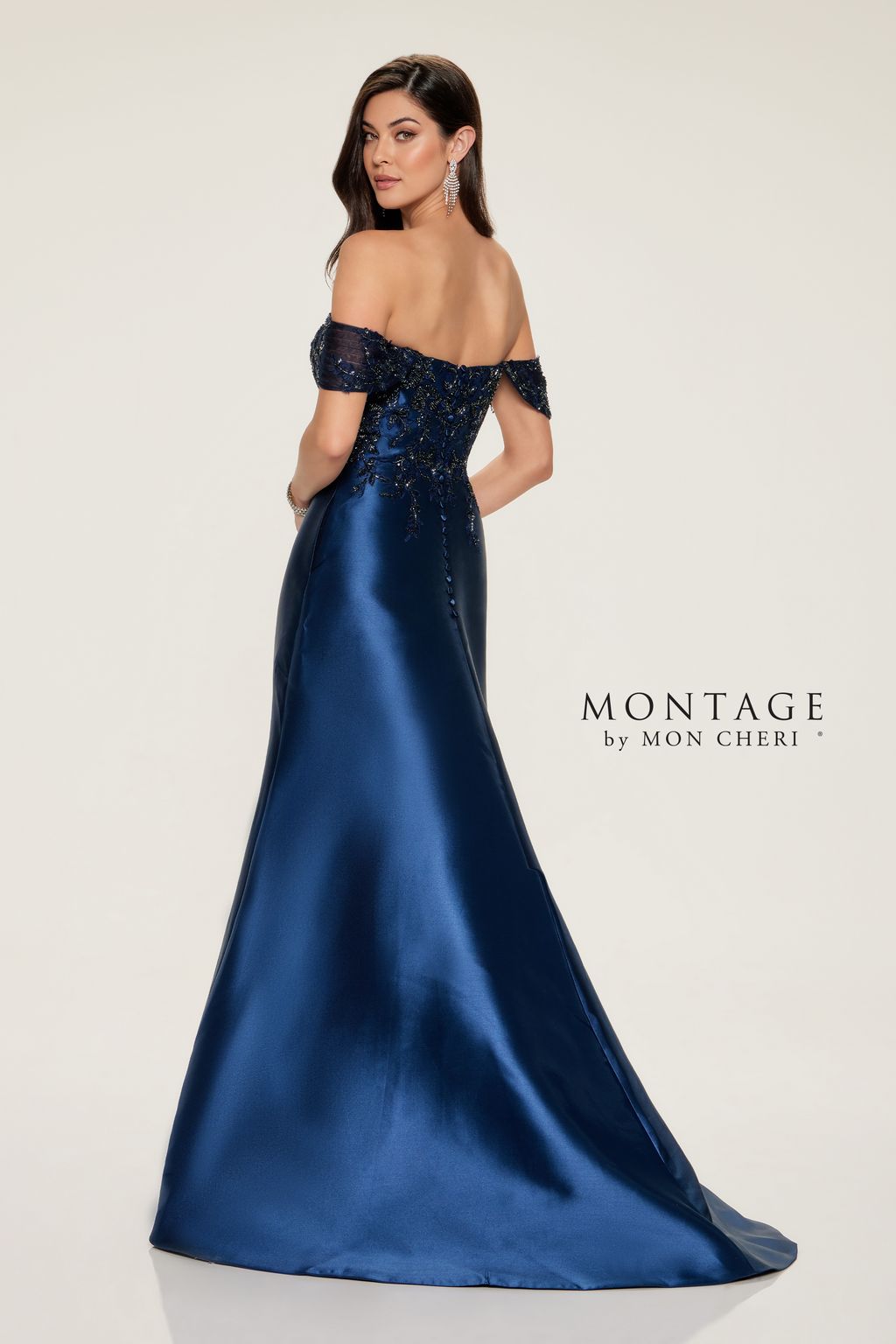Montage M855 Long Sequin Lace Formal Dress – Navy Blue - view 2