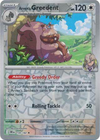 Rare sv10-159 reverse – Pokémon Arven's Greedent - 159/182 - Rare [sv10-159] [Reverse Holo]