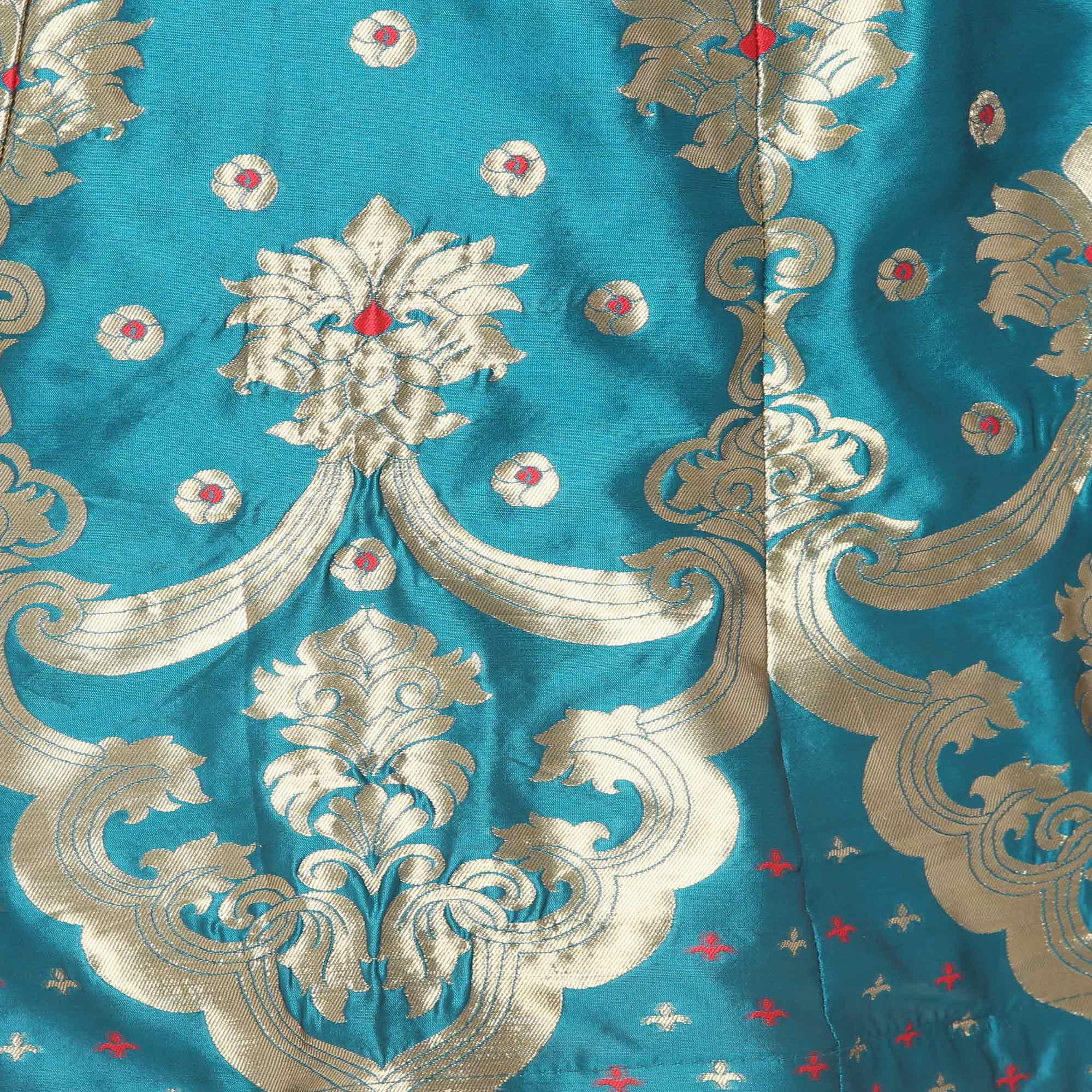 Peachmode Blue-Red Festive Wear Woven Jacquard Lehenga Choli - view 8