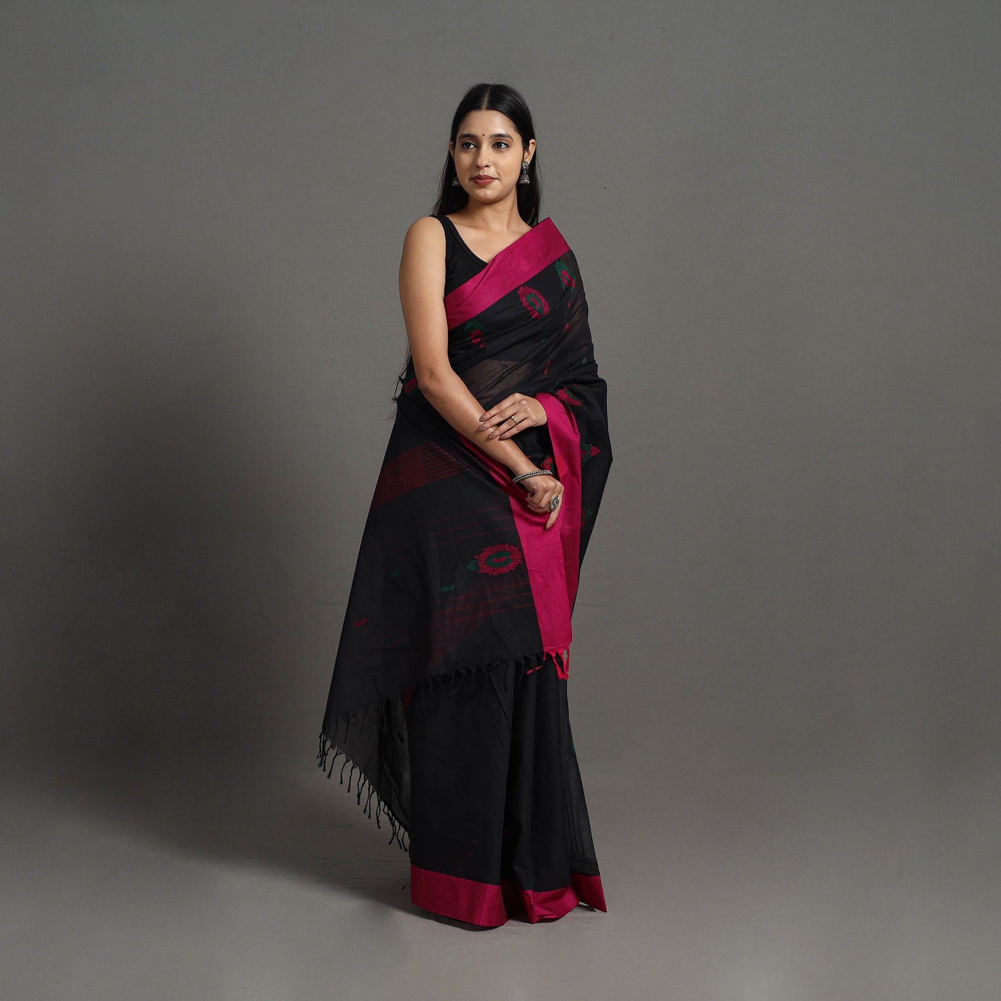 SOUTH KARGHA Black - Kanchipuram Cotton Saree with Buta 55 - view 2
