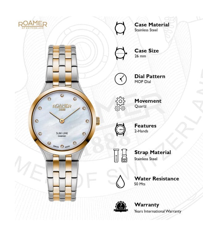 Roamer Slim-Line Diamond Mother Of Pearl Dial