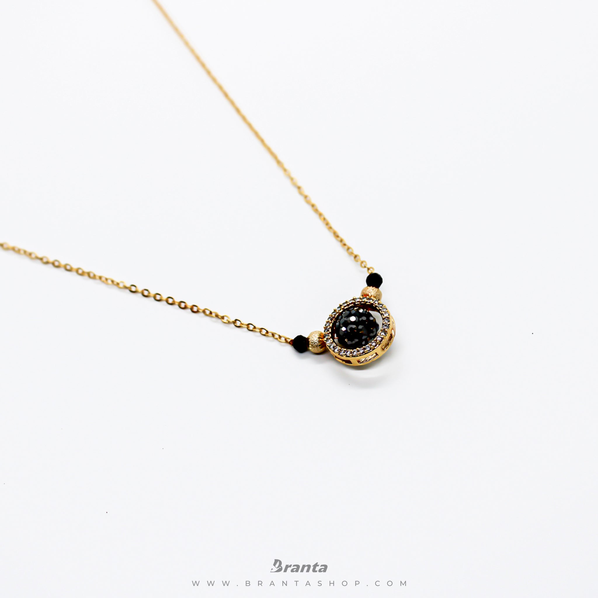 Branta Black Diamond Ball and Black moti with Diamond Ring Mangalsutra For Women