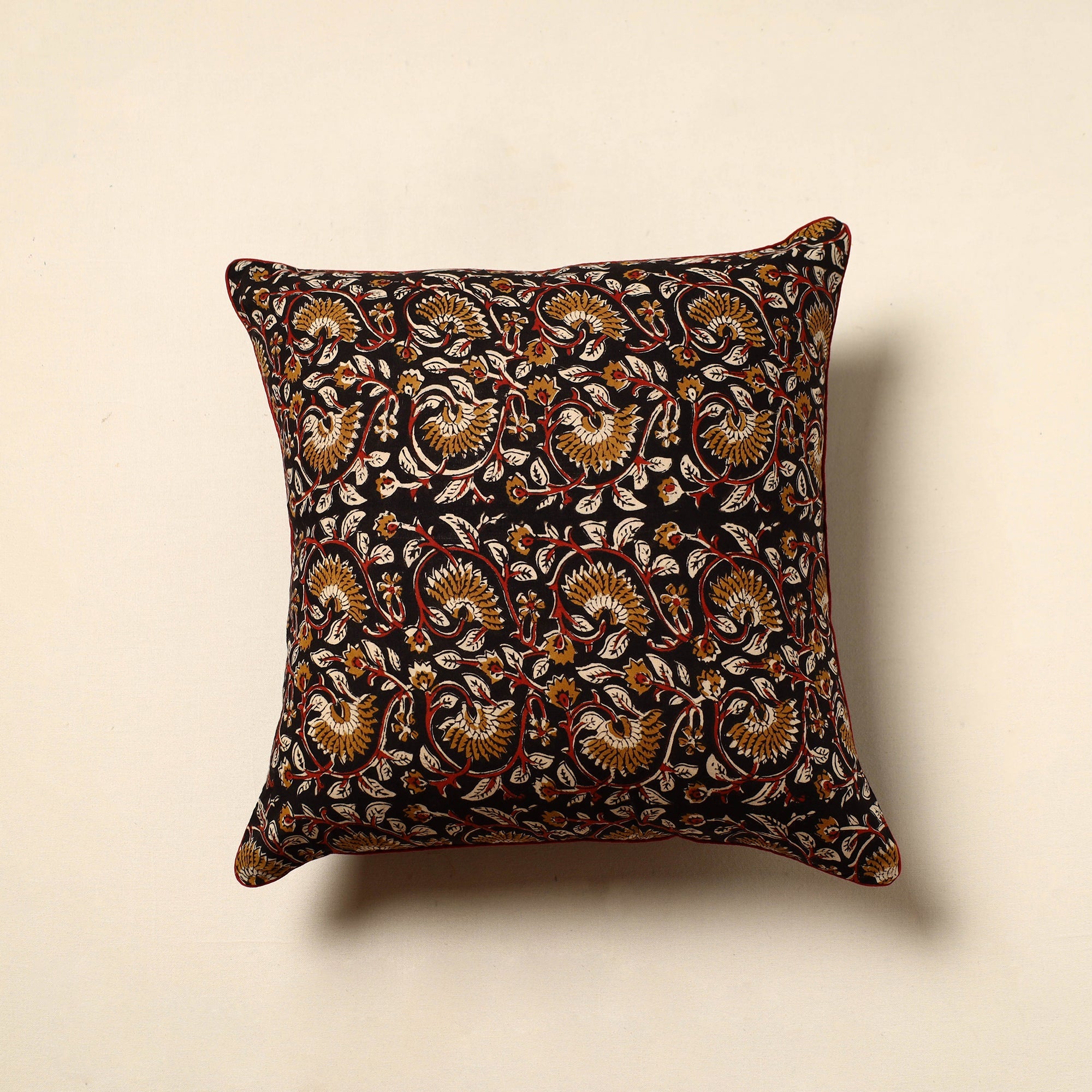 NOORI BAZAR Black - Cotton Block Printed Bagru Cushion Cover (16 x 16 in) 12