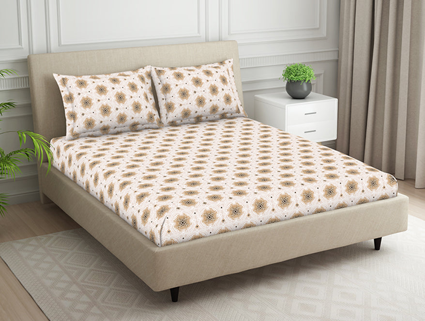 Spaces India Ornate Brown Polycotton Bedsheets Double Harmony - By Welspun - view 2