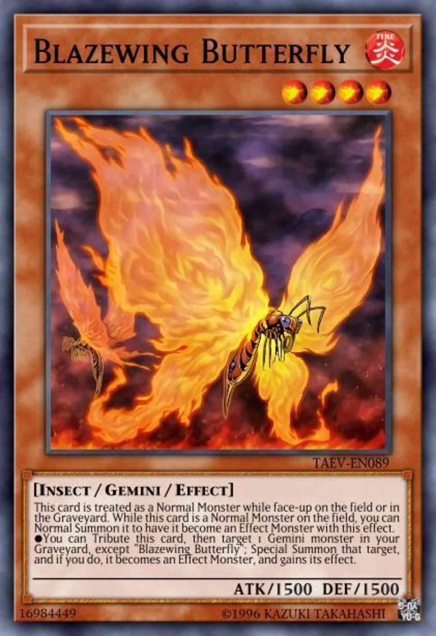 Yu-Gi-Oh! Blazewing Butterfly - TAEV-EN089 - Ultimate Rare - Unlimited