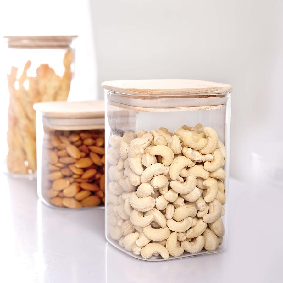 Cello Woody Qube Borosilicate Glass Storage Jar, 600ml