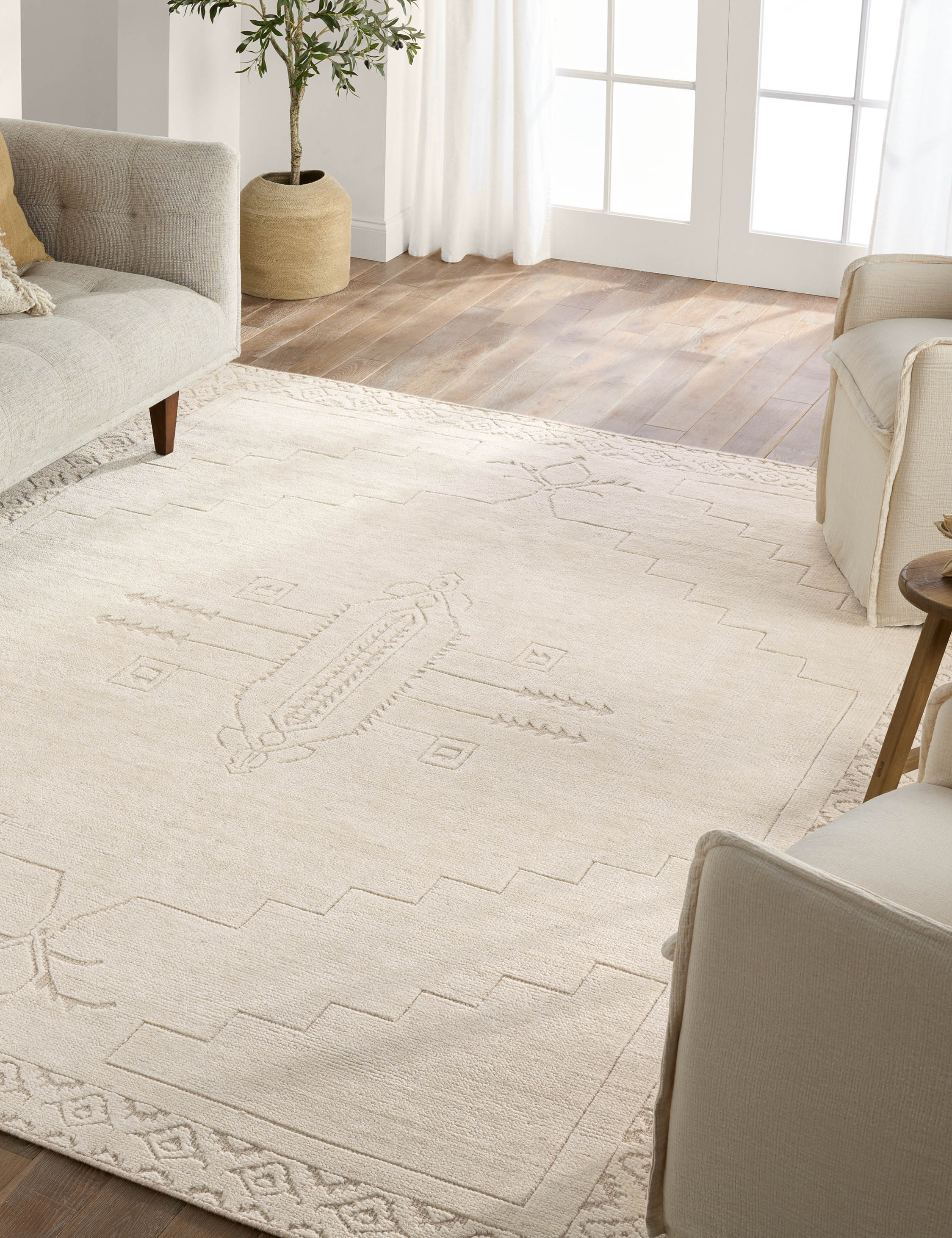 Lulu and Georgia Ansa Hand-Knotted Wool-Blend Moroccan-Style Rug - view 2
