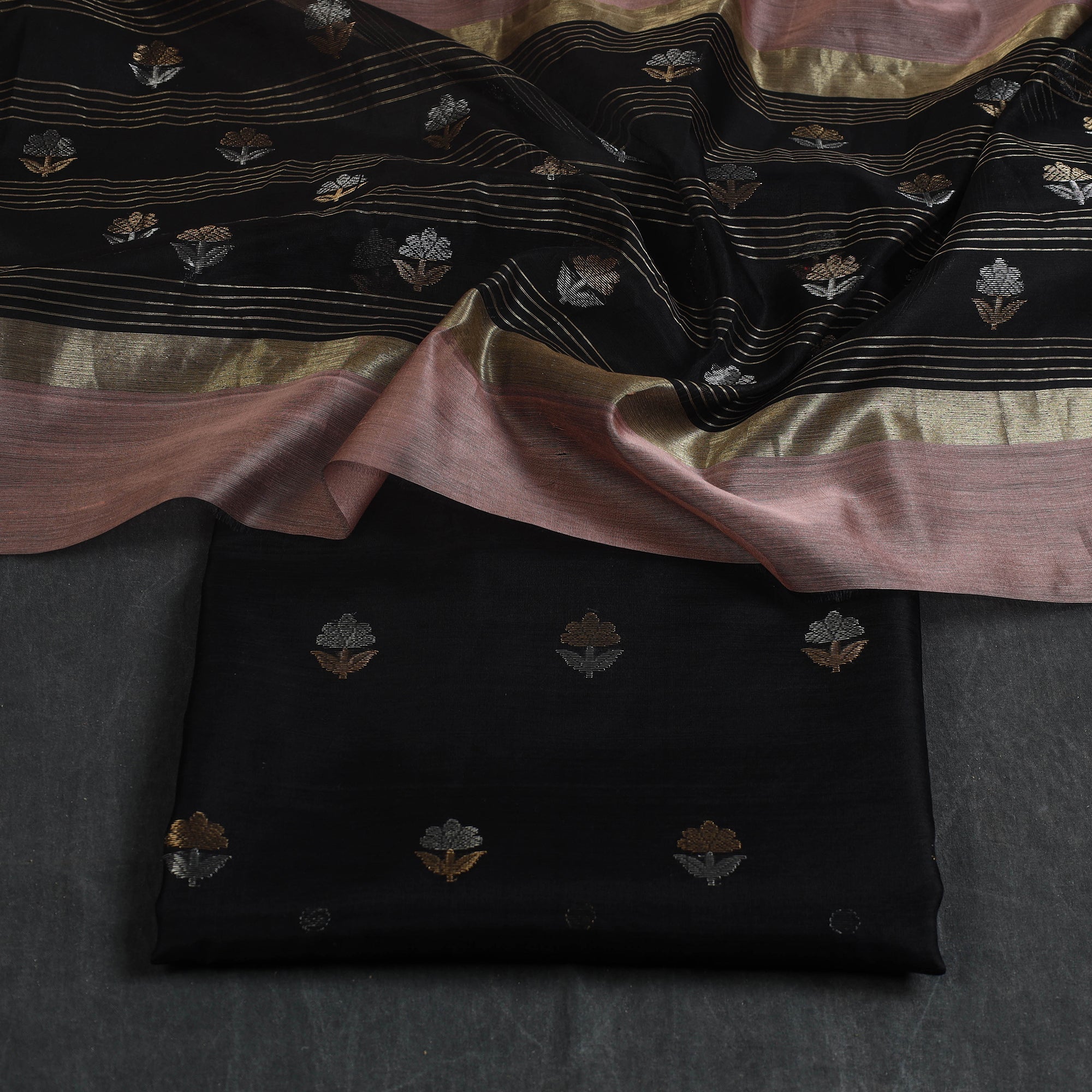 CHANDERI BY RAUPH KHAN 2pc Zari Buti Handloom Chanderi Silk Dress Material 15 - view 2