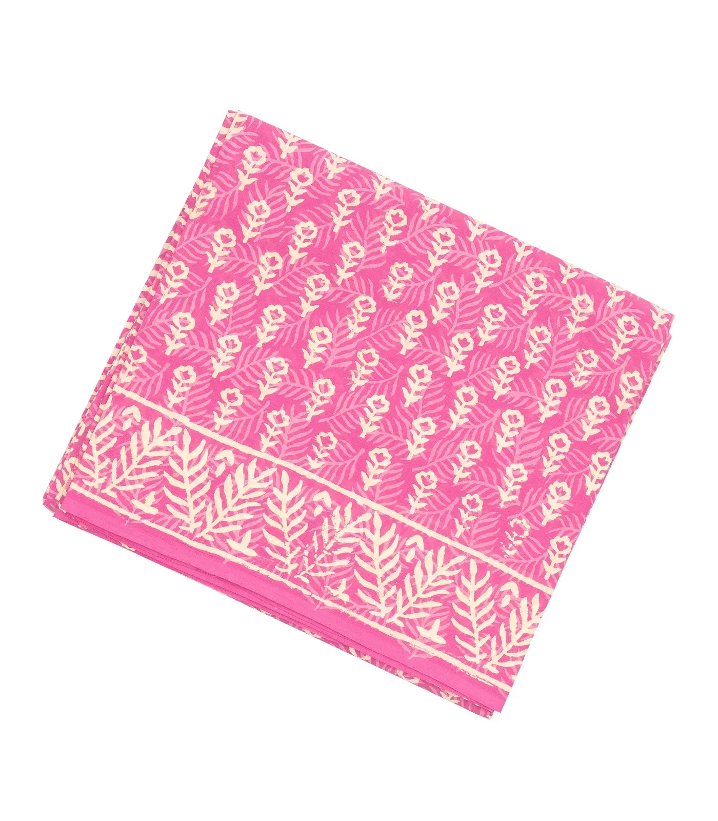 RmKV BubbleGum Pink Woven Jaipur Cotton Saree Printed With Cream Floral Motifs