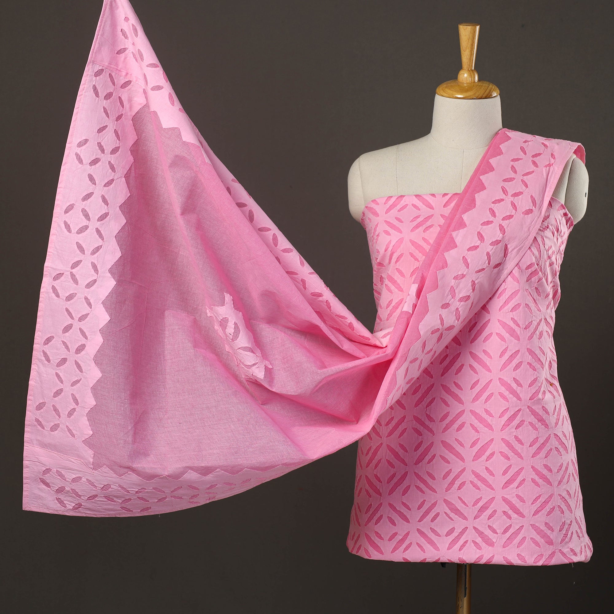 SHADES OF MARUDHARA 3pc Cut Work Cotton Barmer Applique Dress Material 46