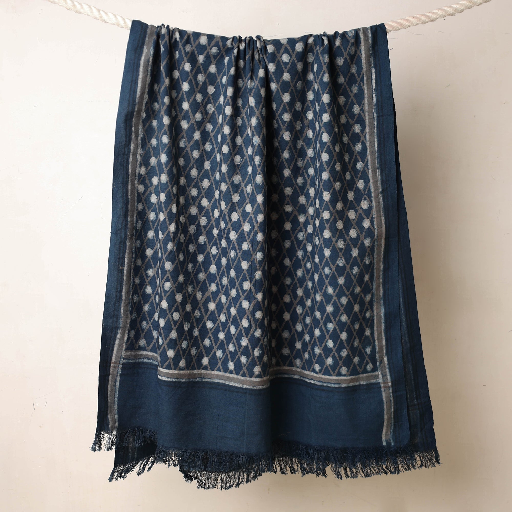 ITOKRI CRAFTS INITIATIVE Blue - Akola Block Printed Pure Handloom Cotton Towel - view 2