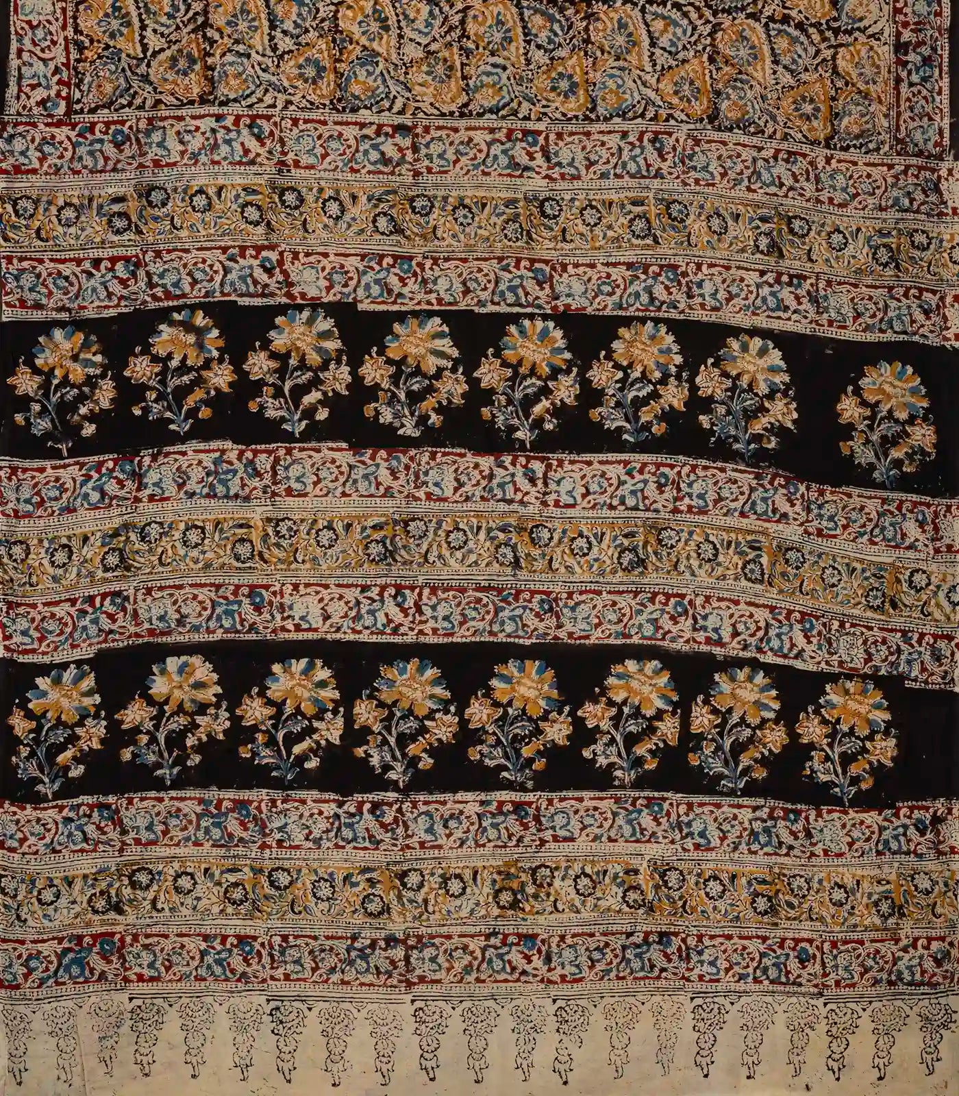 RmKV Black Handloom Kalamkari Cotton Saree With Printed Floral Motifs - view 2
