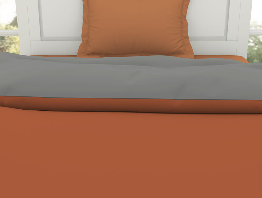 Spaces India Solid Rust/ Gray - Rust 100% Cotton Shell Single Quilt / AC Comforter - Everyday Essentials By Spaces - view 4