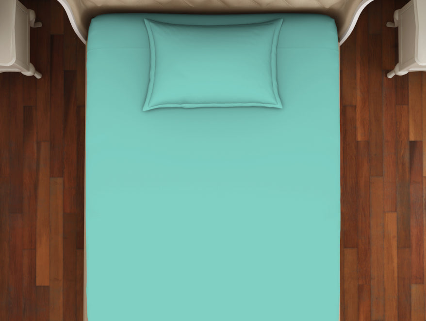 Spaces India Solid Leisure Time - Light Green Cotton Rich Single Bedsheet - Restora By Welspun - view 3