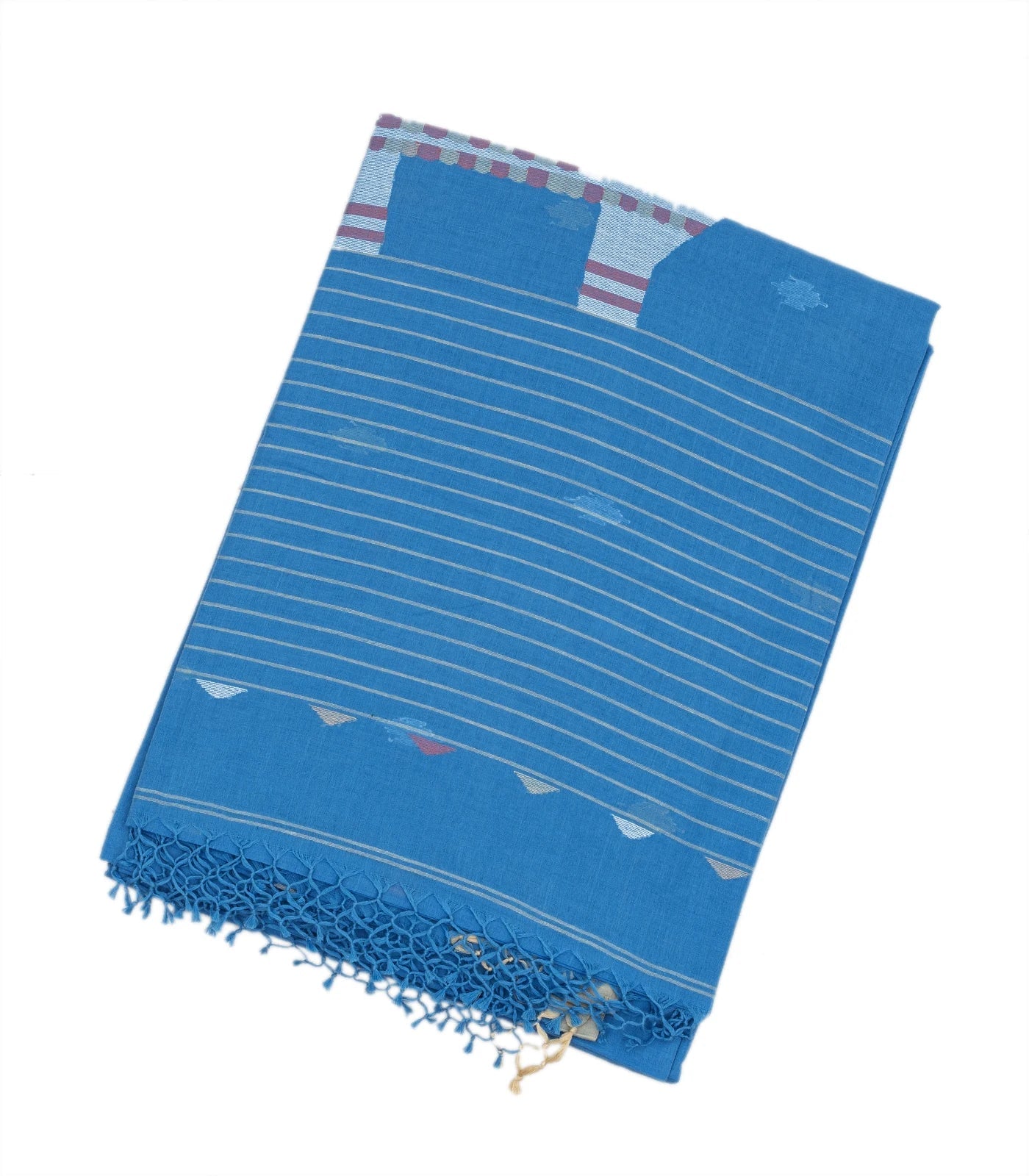 RmKV Light Blue Handloom Bengal Cotton Saree With Horse Motifs