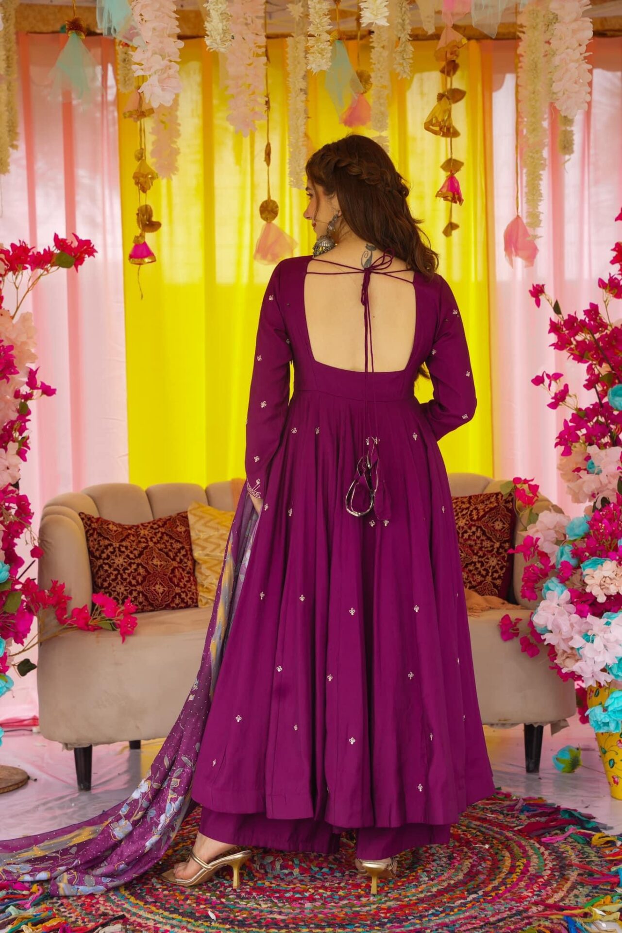 Idaho-o Imperial Purple muslin suit set - view 4