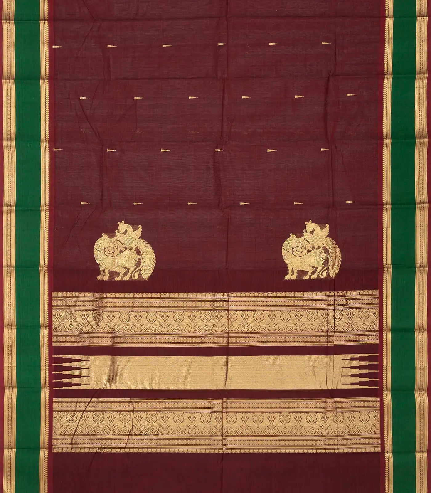 RmKV Maroon Handloom Kanchi Cotton Saree With Tree Buttas - view 2