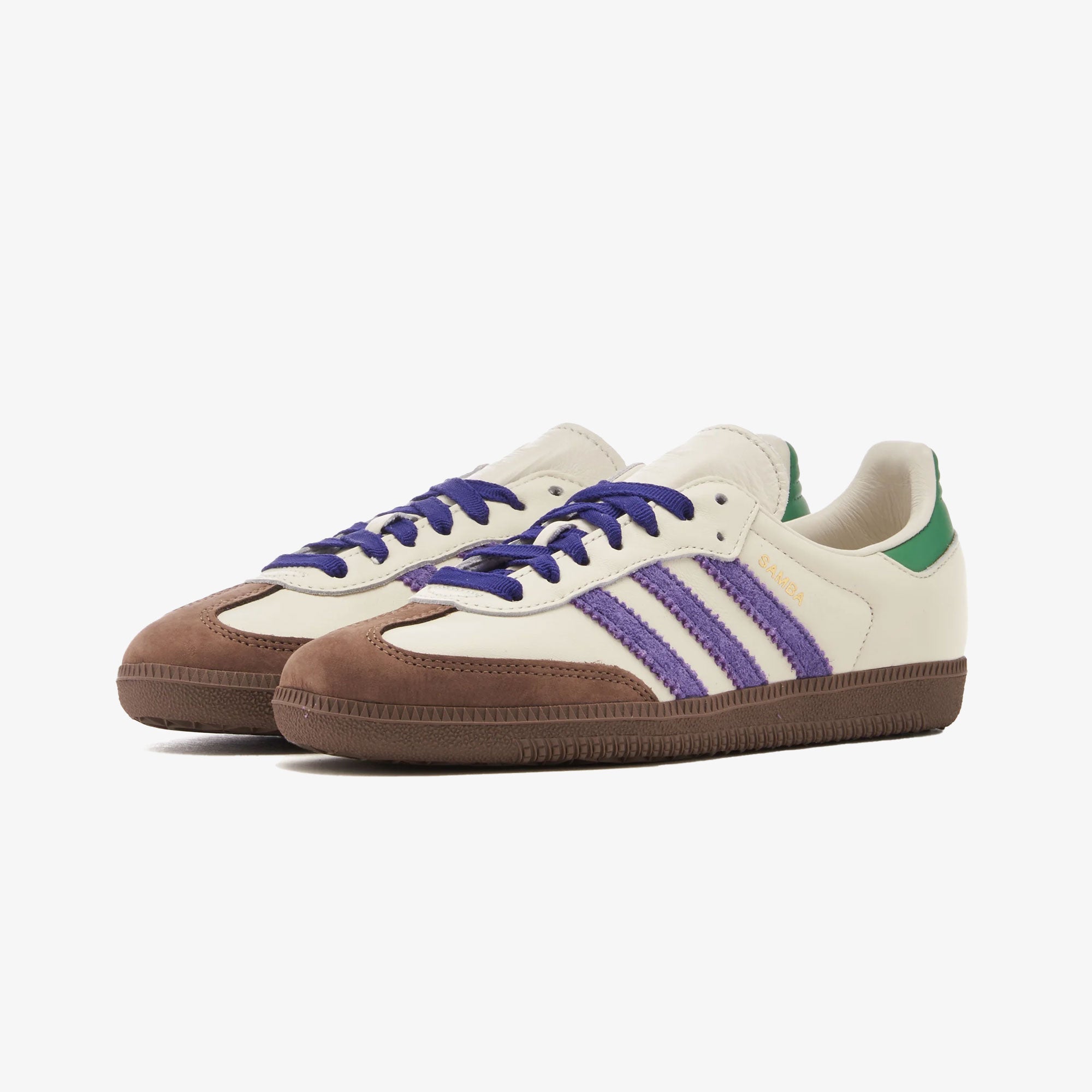 Adidas Originals | SAMBA OG { OFF WHITE/PURPLE/GREEN - view 2