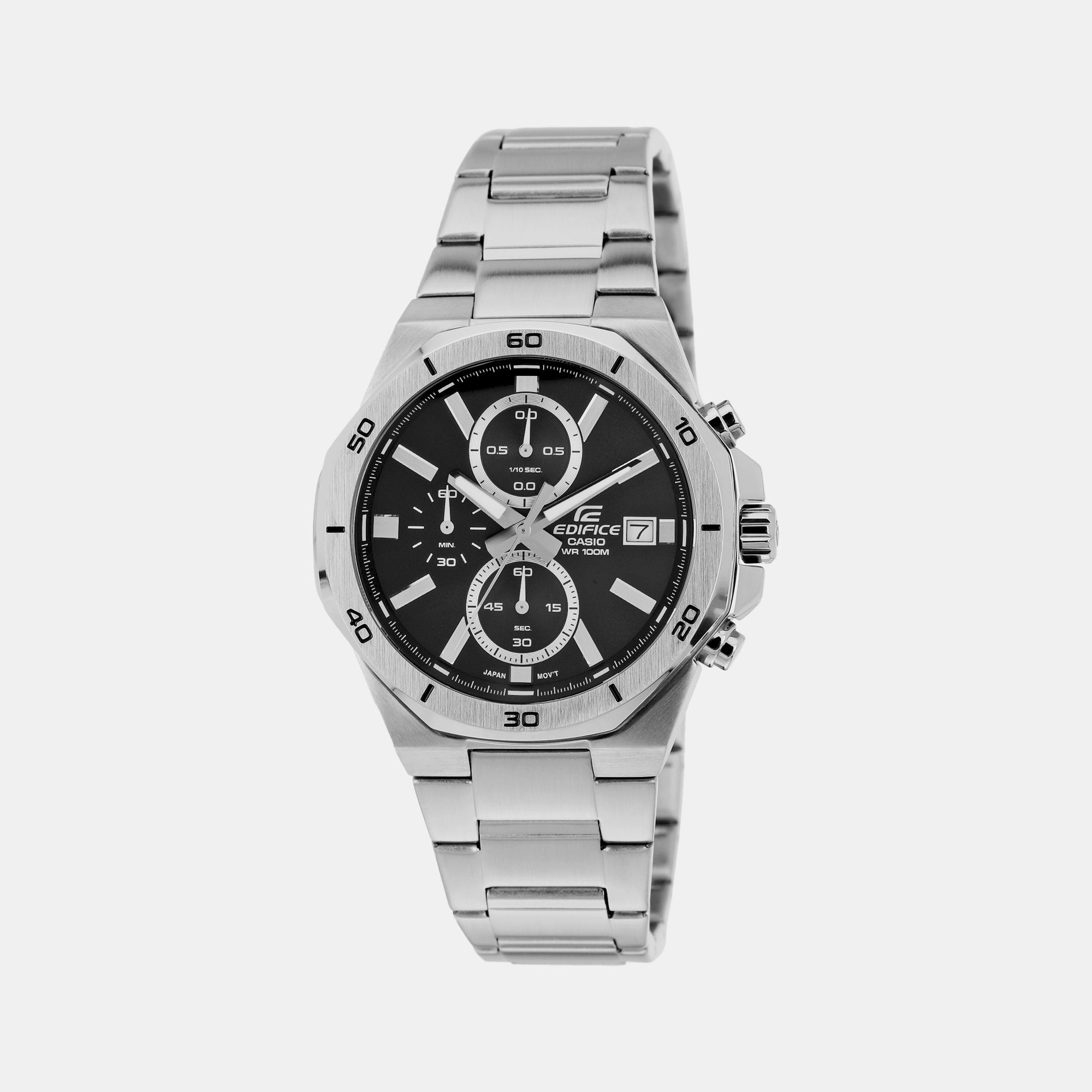 Casio Edifice Men Quartz Black Dial Chronograph Stainless Steel Watch ED583