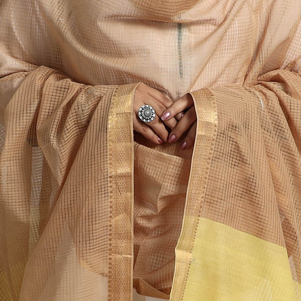 SOUTH KARGHA Brown - Handloom Cotton Nizam Zari Border Mangalagiri Dupatta 15 - view 4