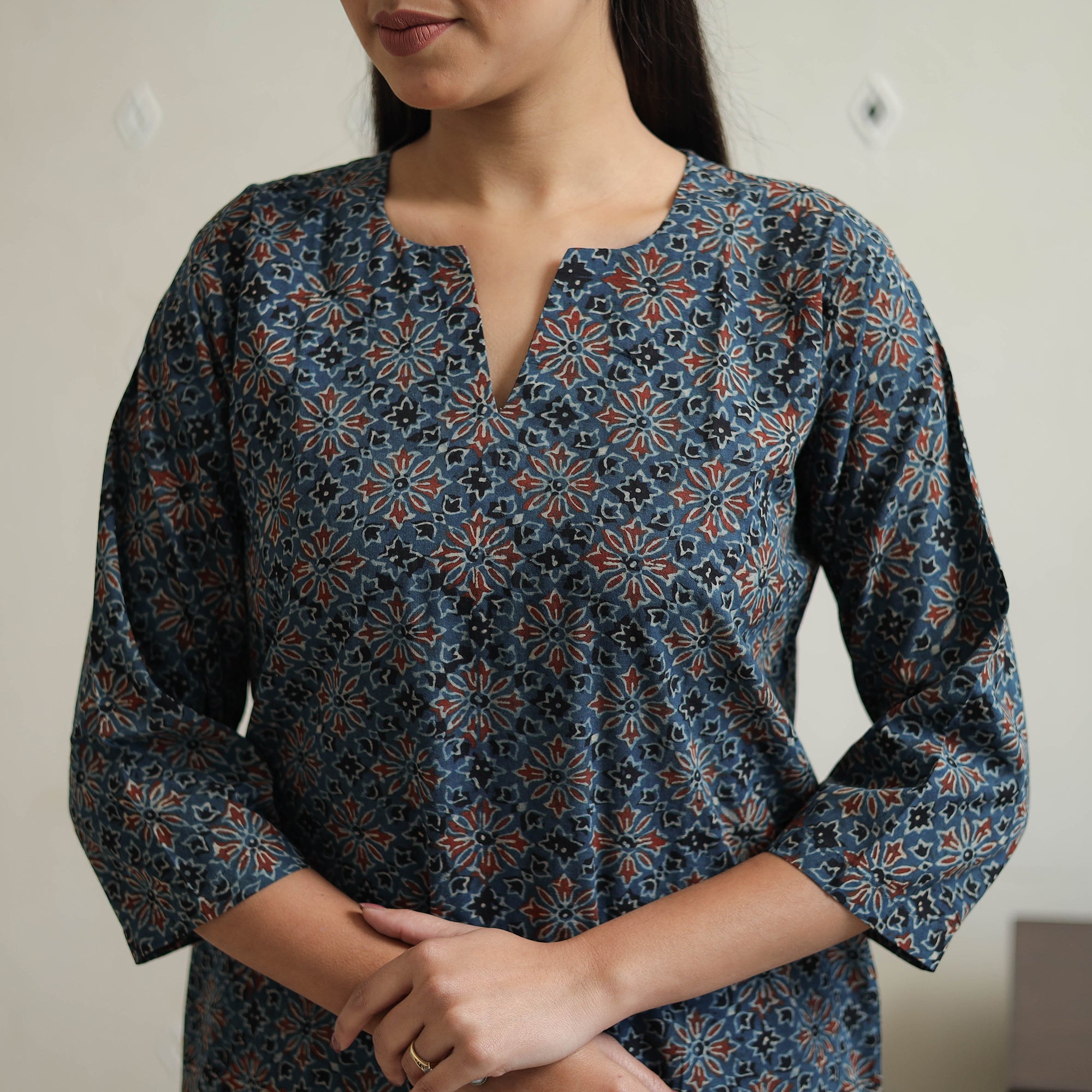 ITOKRI CASUALS Blue - Block Printed Cotton Ajrakh Co-ord Set 23 - view 4