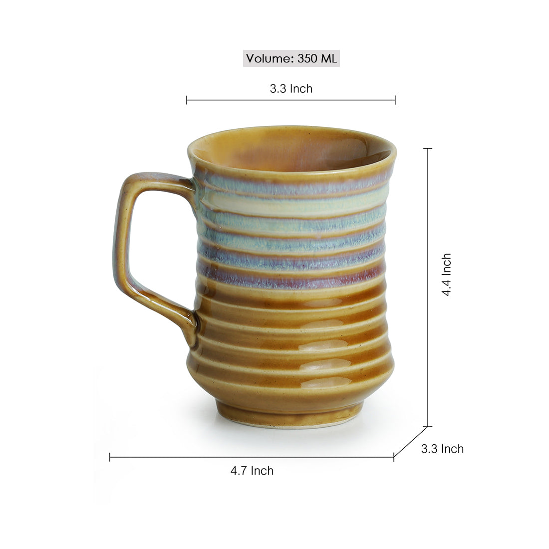 EXCLUSIVELANE 'Rings in the sky' Tea-Coffee & Milk Mugs Dual-Glazed Studio Pottery In Ceramic (Set Of 2) - view 5