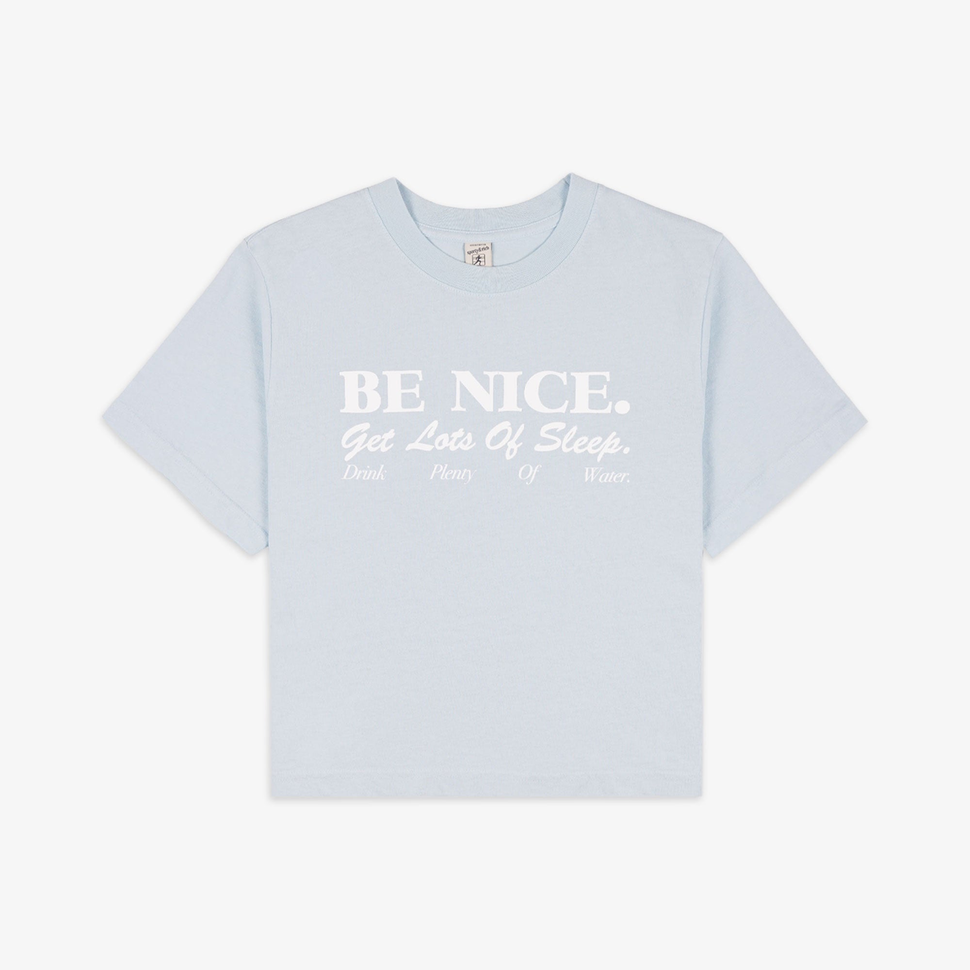 Sporty & Rich | Be Nice Cropped T-shirt { Baby Blue/white