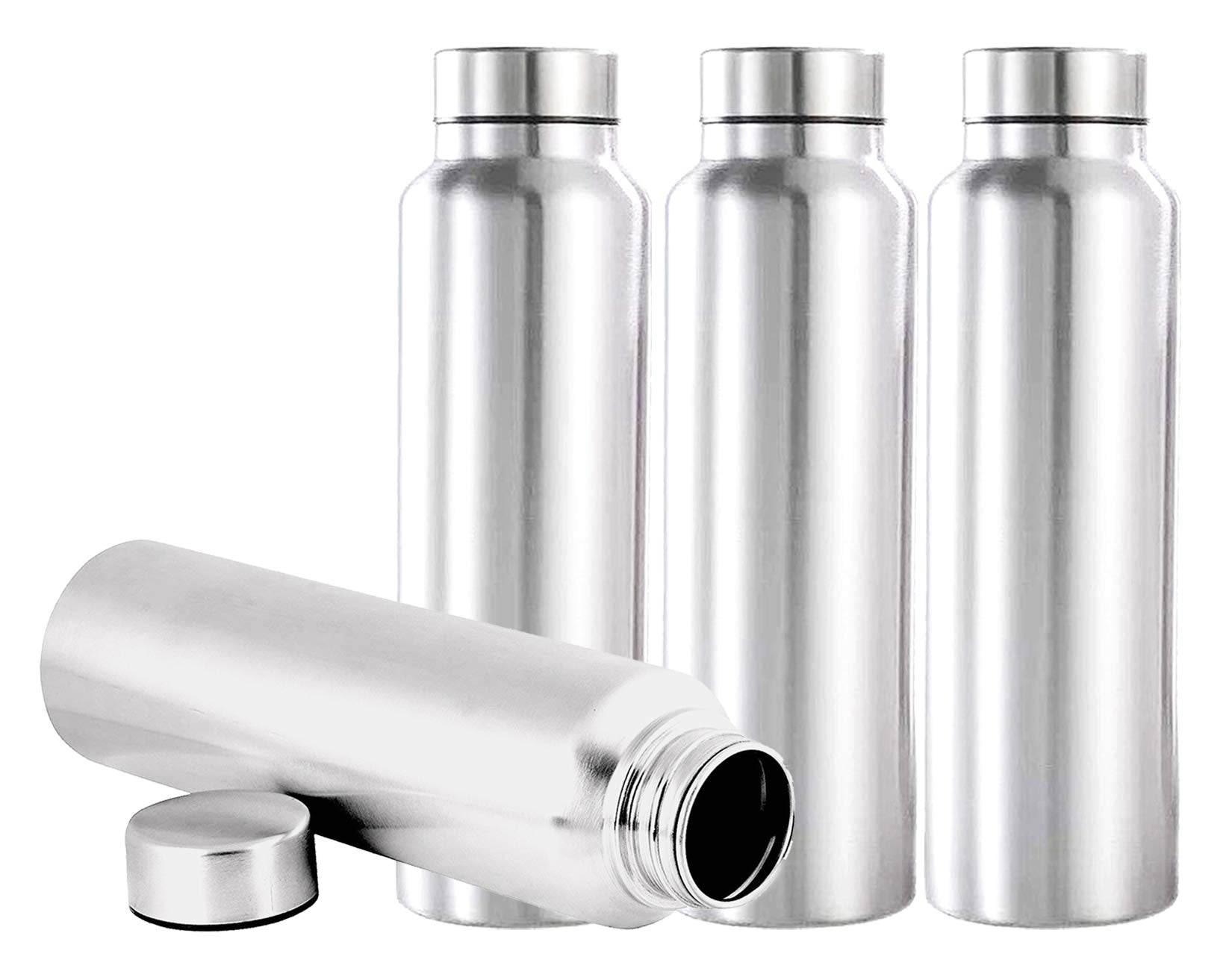 Kuber Industries Eagle Stainless Steel 4 Pieces Fridge Water Bottle/Refrigerator Bottle/Thunder, 1000 ML (Sliver) - CTKTC031431