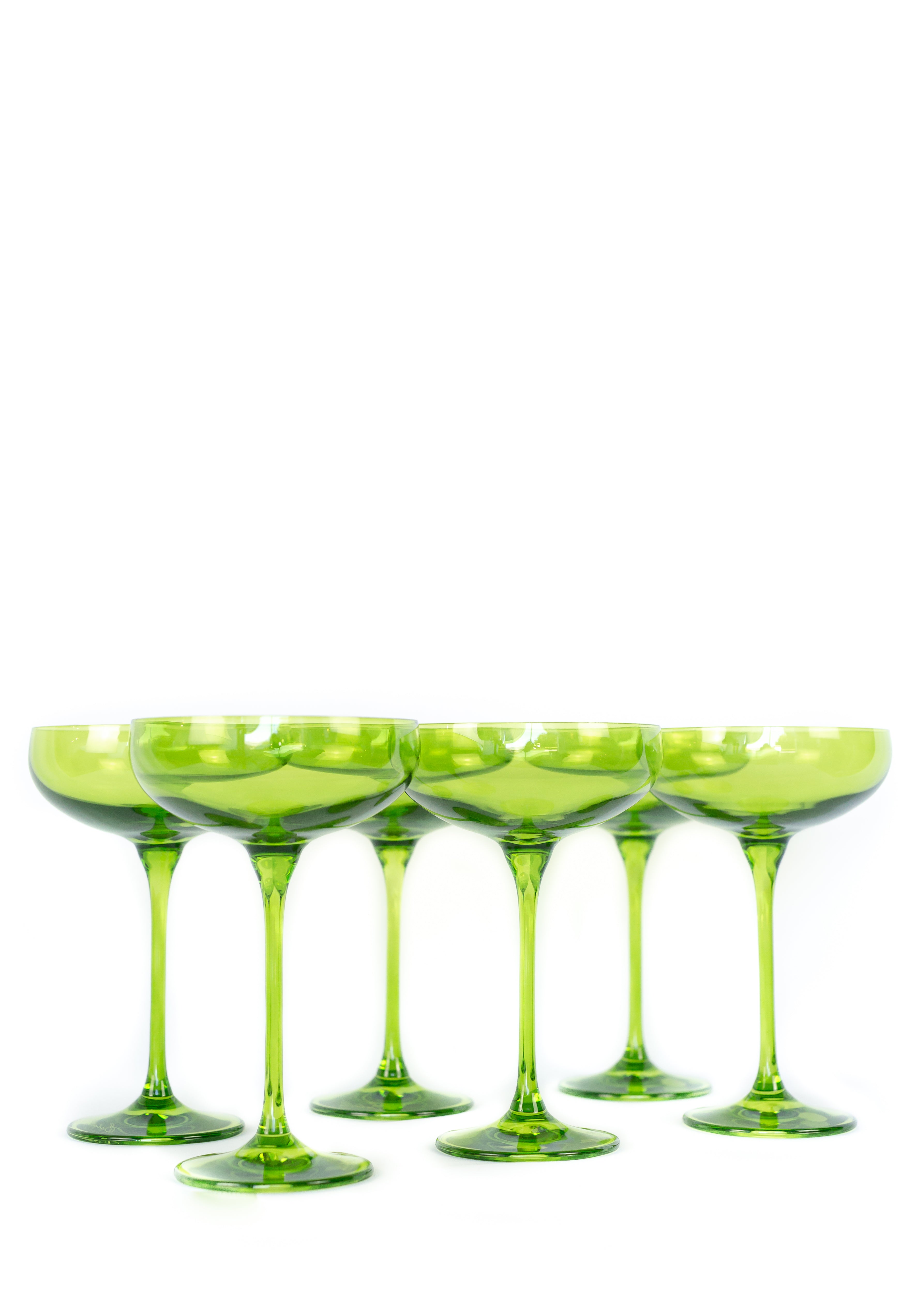 Estelle Colored Glass Estelle Colored Champagne Coupe Stemware - Set of 6 {Forest Green} - view 6