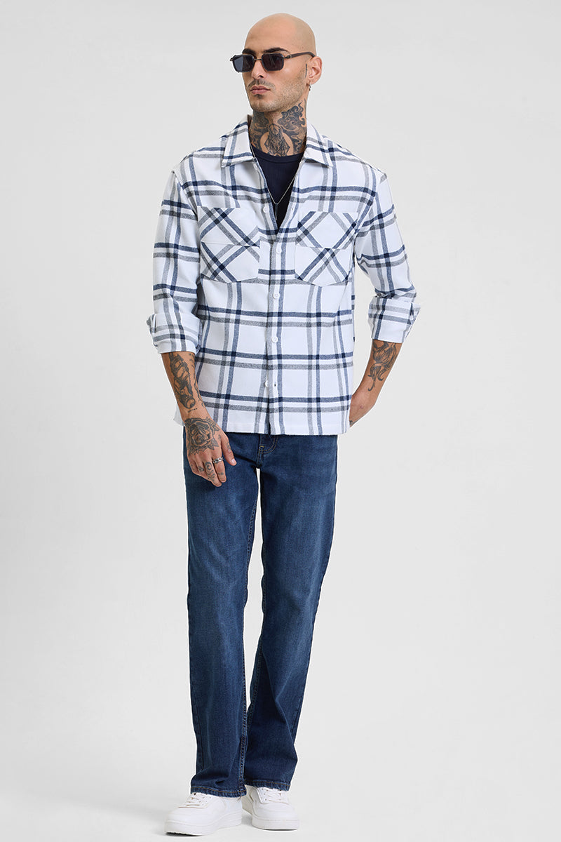 SNITCH White Checks Relaxed Fit Overshirt - view 3