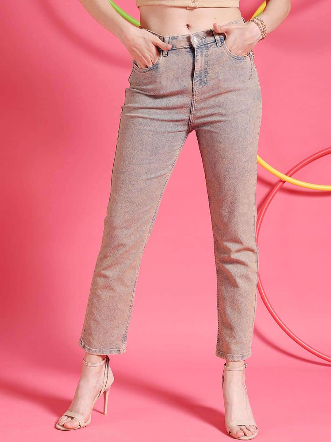 Freehand By The Indian Garage Co Women Tinted Straight Fit Denim Jeans