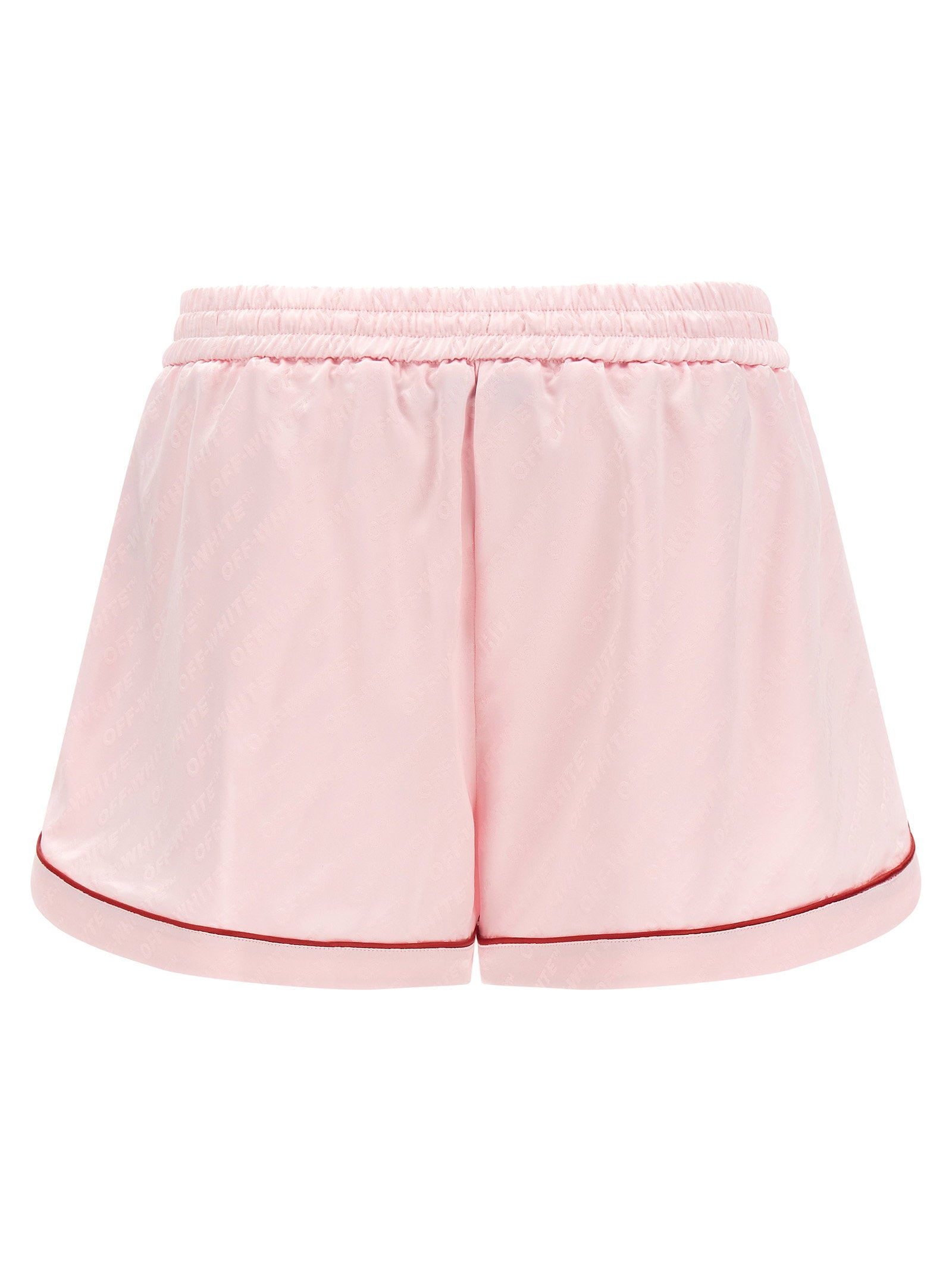 Off White Jacquard Satin Pajama Shorts - view 2