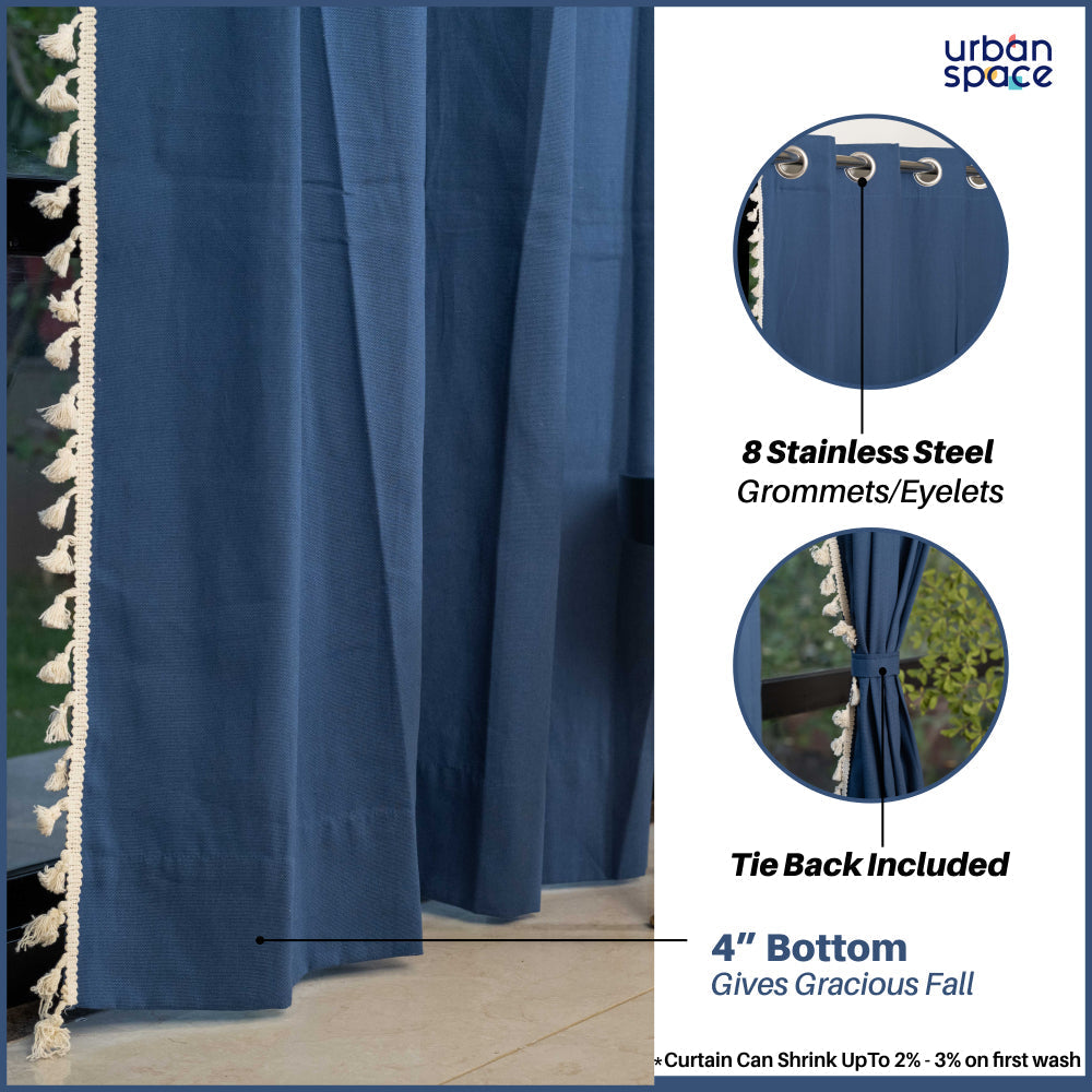 Premium 100 cotton – Urban Space -Home Furnishing Store Premium 100% Cotton Curtain for Window & Curtains for Door - Pack of 1 Curtain, Aura Indigo