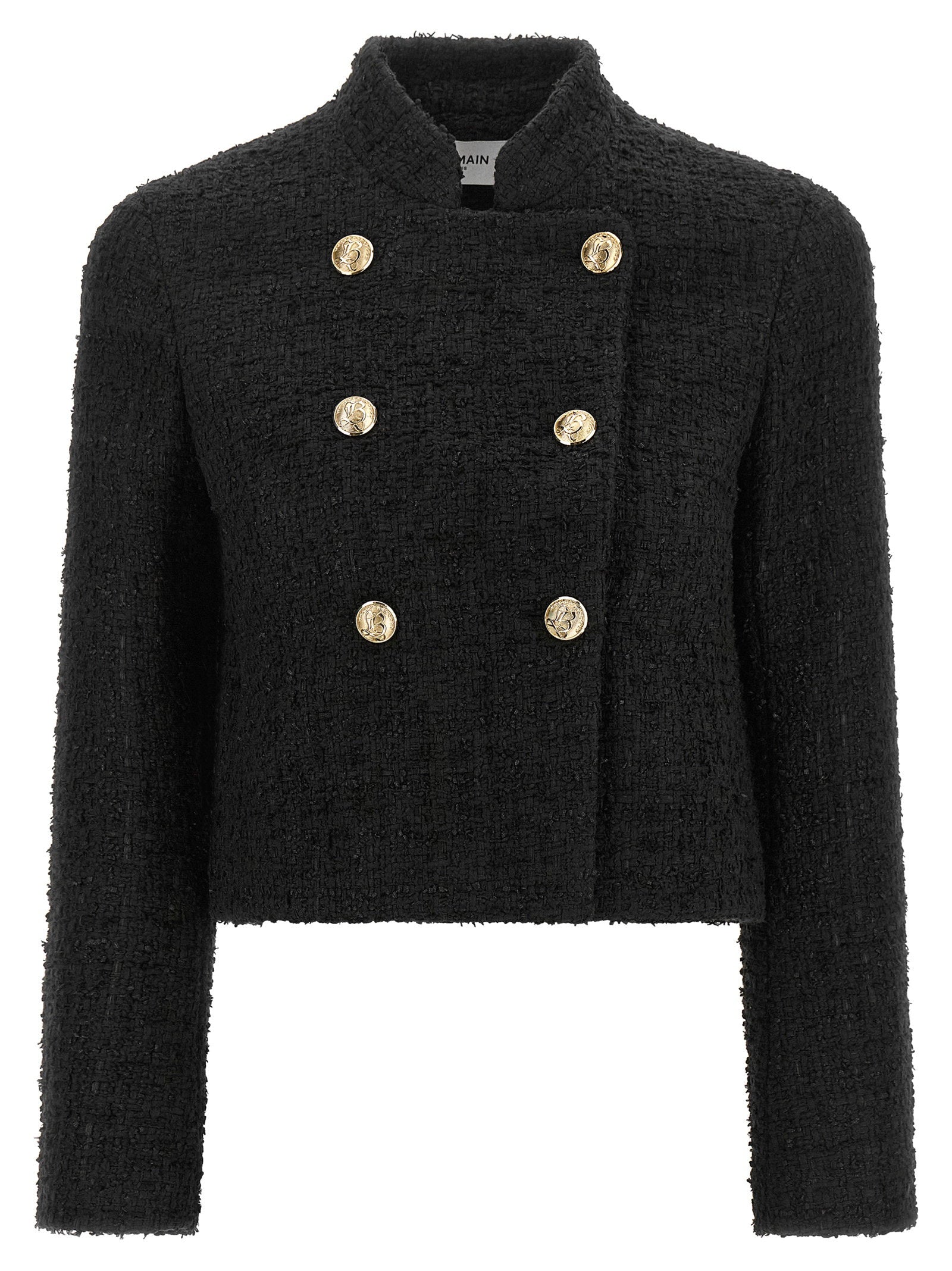 Balmain Double-breasted Tweed Short Jacket – 68% cotton 32% polyamide