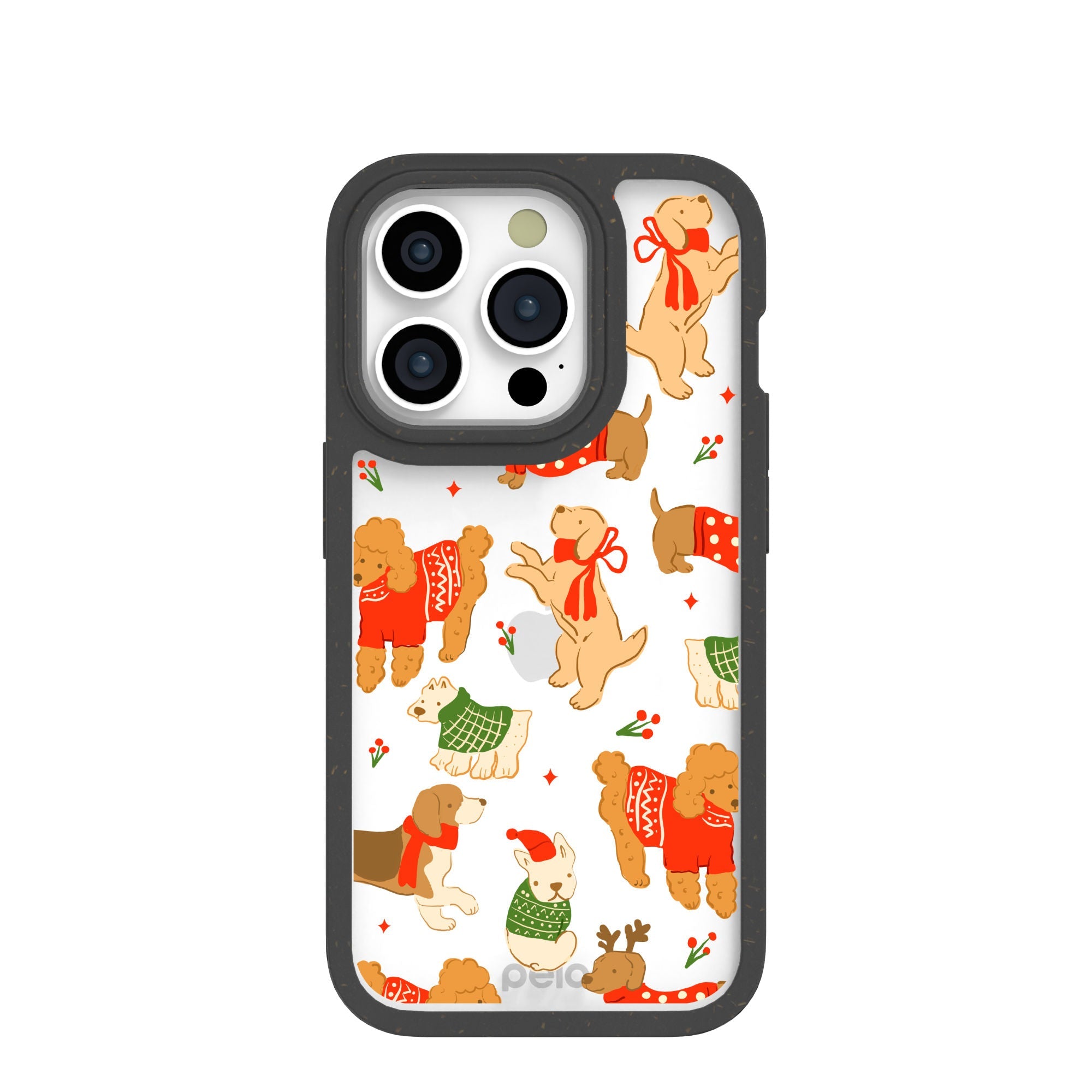 BlackTree Clear Jolly Doggos iPhone 15 Pro Case With Black Ridge