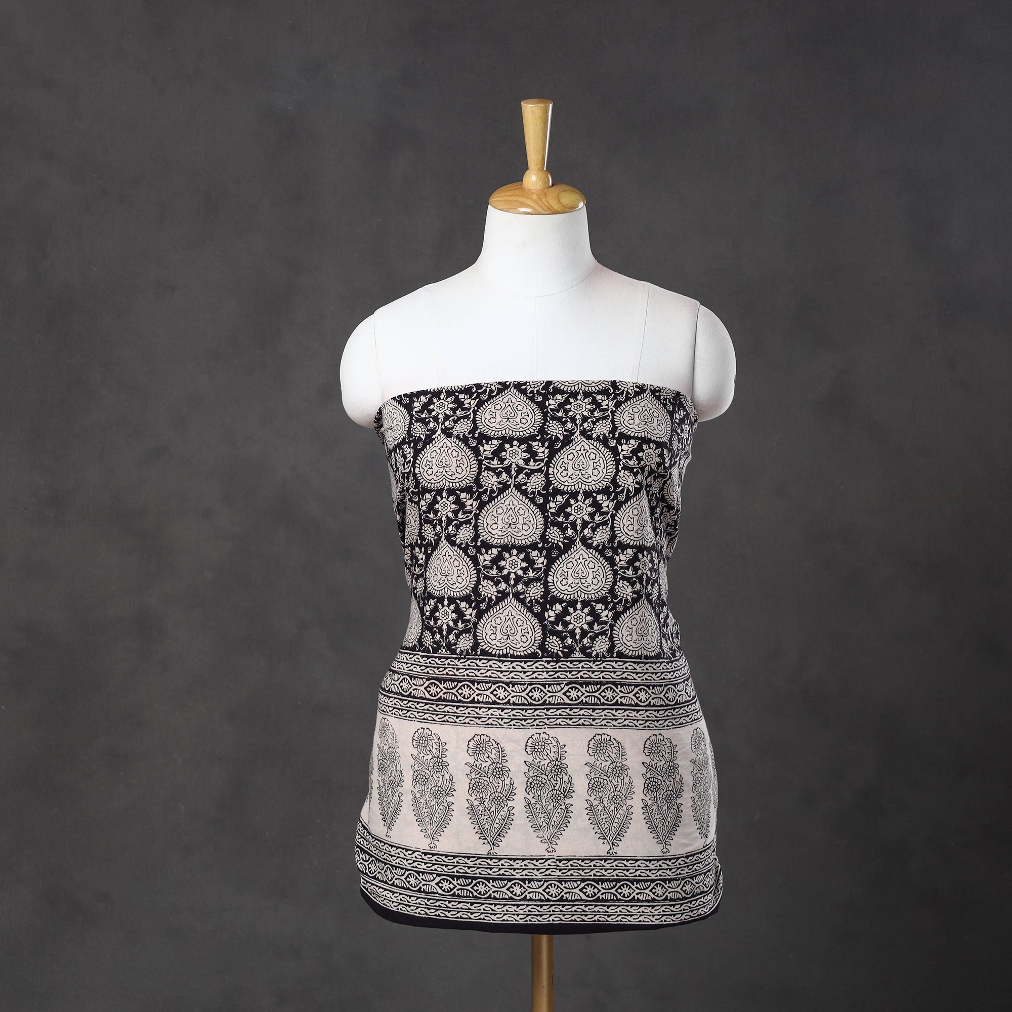 BAGH PRINTS BY MOHAMMED BILAL KHATRI Black - Natural Dyed Cotton Bagh Print Kurta Material (2.2 m) 31