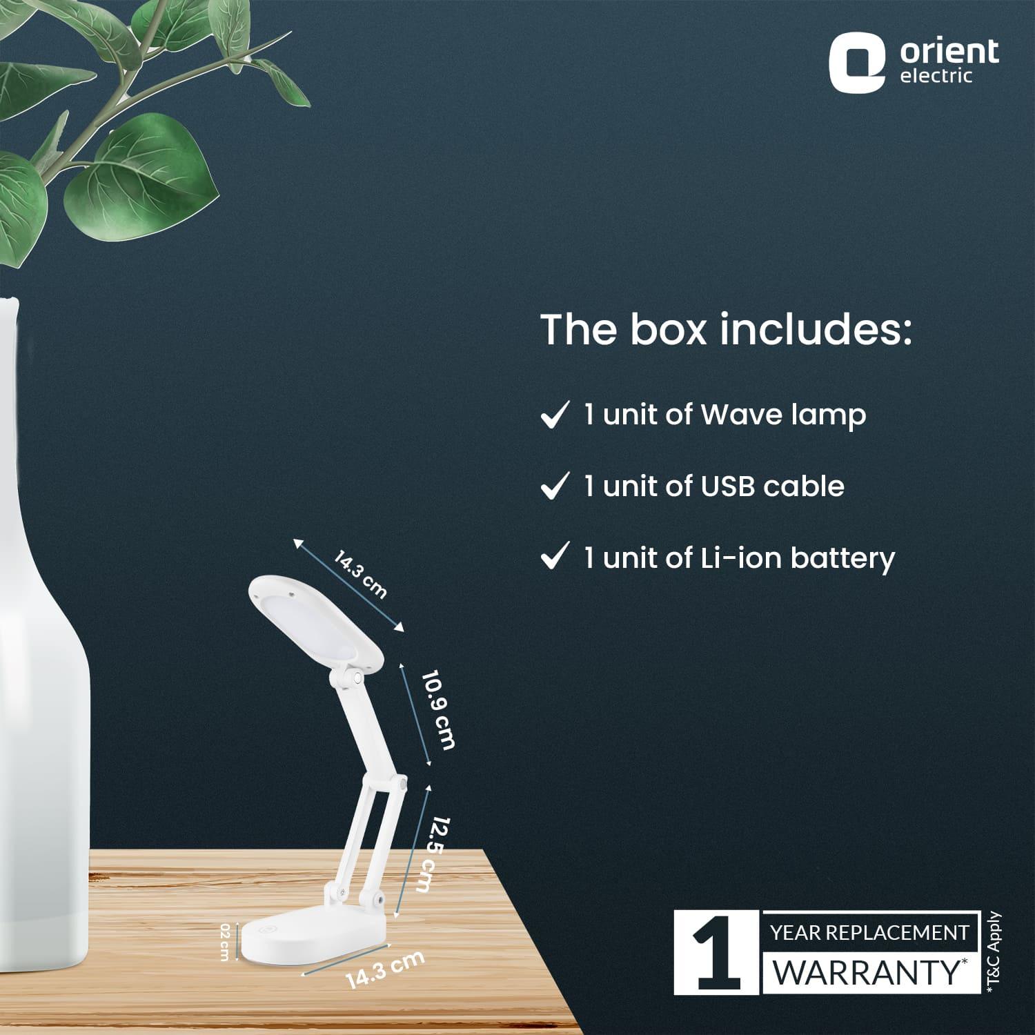 Orient Electric Wave Rechargeable LED Desk Lamp - view 8