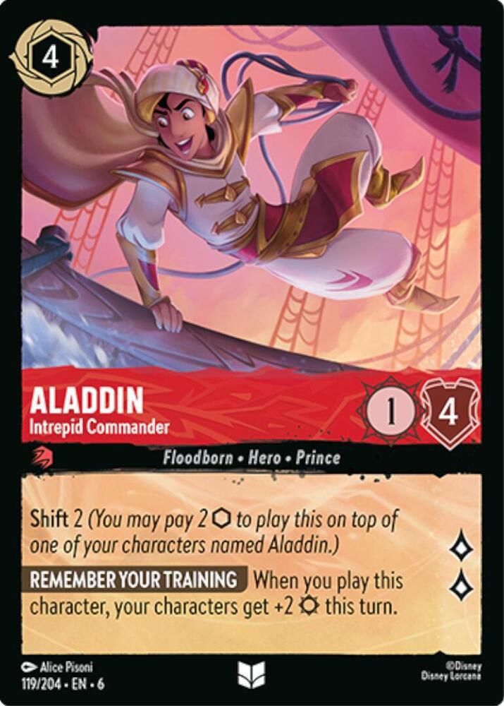 204 azurite sea – Lorcana Aladdin - Intrepid Commander - 119/204 [Azurite Sea] [Non-Foil]