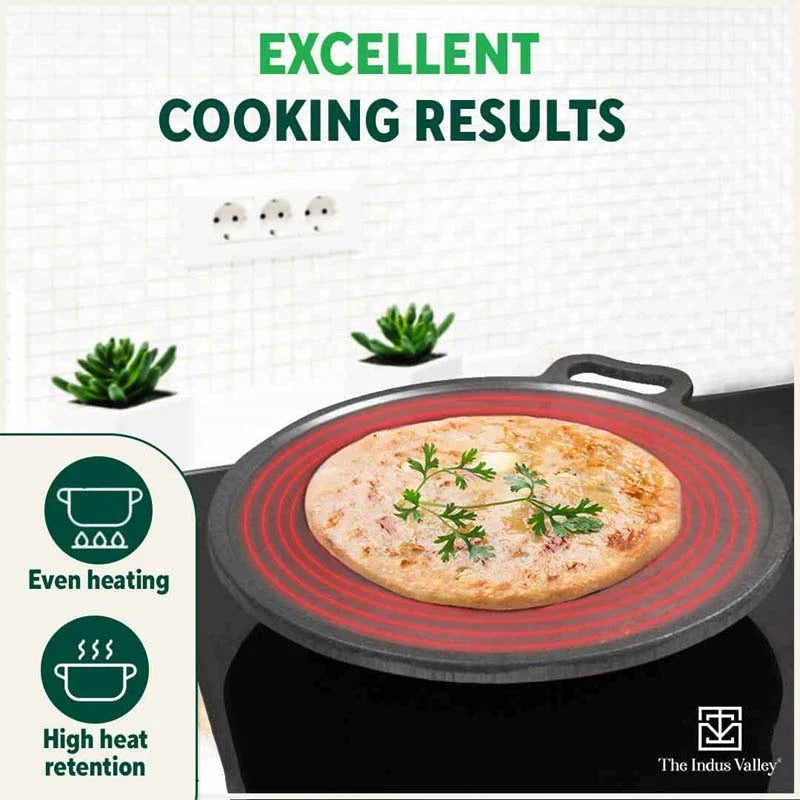 The Indus Valley Super Smooth Cast Iron Tawa,Pre-seasoned, Nonstick, 100% Pure, Toxin-free, Free ₹110 Spatula, 27.9cm/30.5cm, 2.15kg/2.3kg - view 7