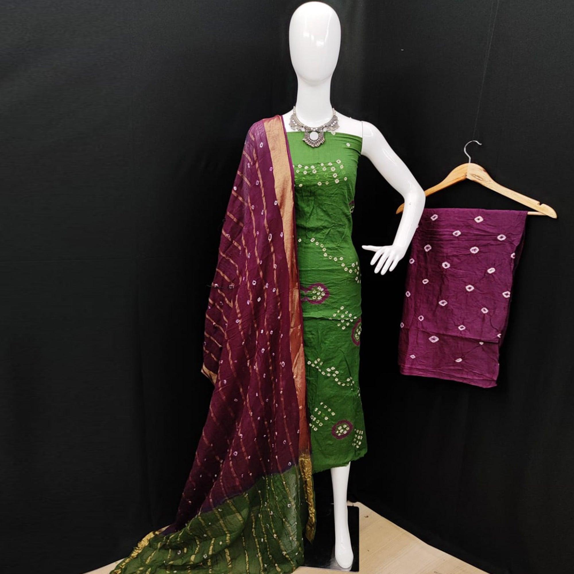 Green dresses – BlackTree green-casual-wear-printed-pure-cotton-dress-material-127747