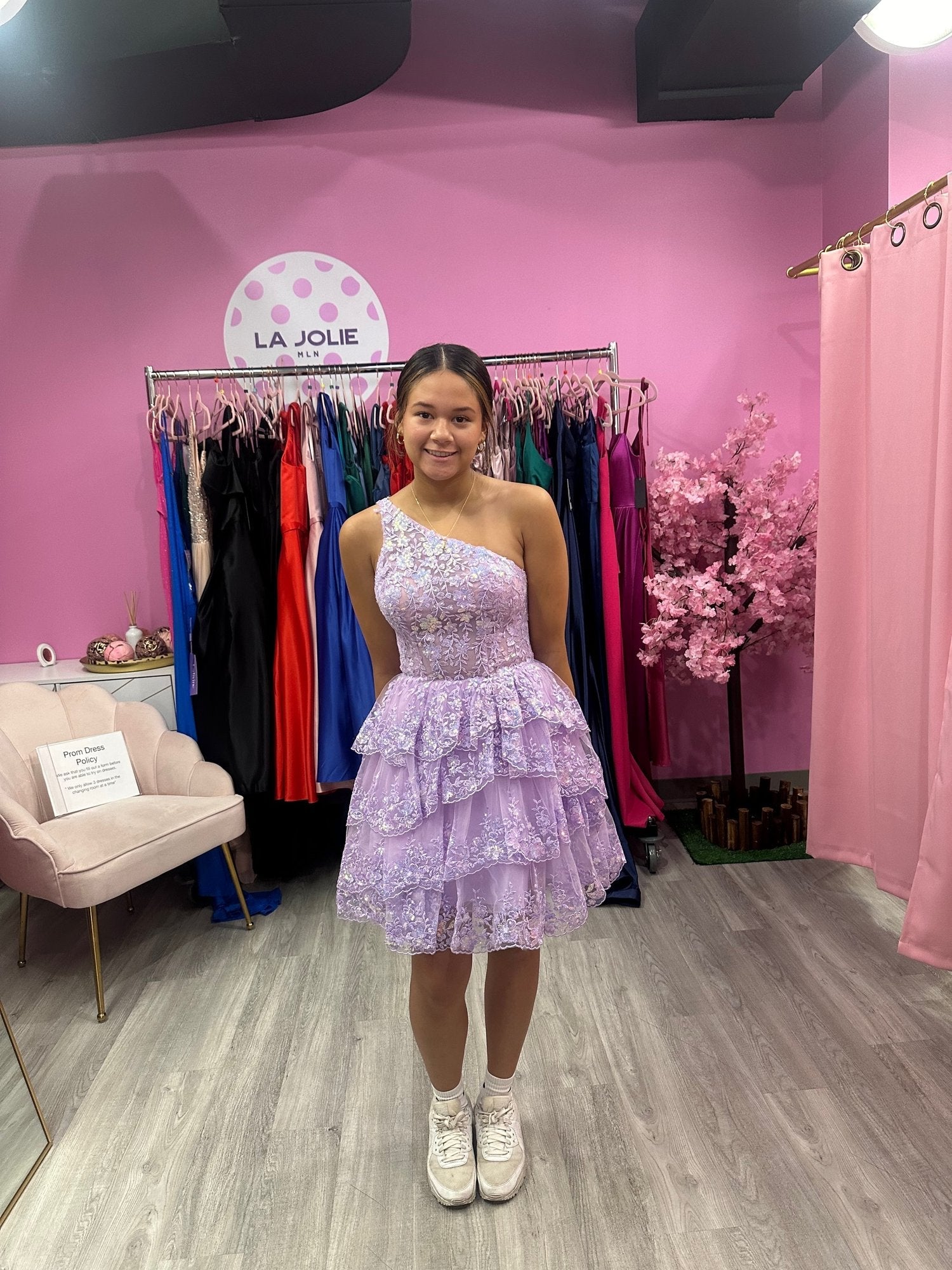 Short One Shoulder Tiered Dress by Jovani 42016 - view 8