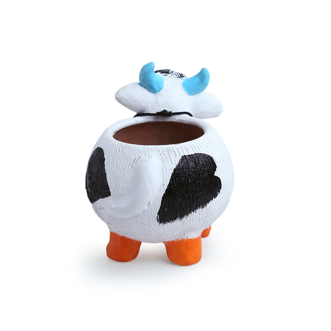EXCLUSIVELANE 'Playful Cow' Handmade & Handpainted Terracotta Planter Pot (8 Inch) - view 5
